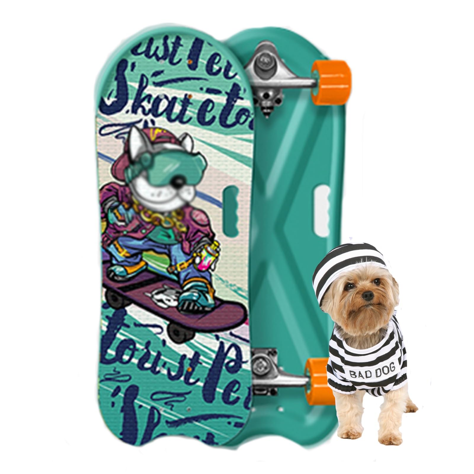 QWPOFISN Dog Skateboard, Dog Skateboard for Bulldogs, Cat Skateboard Pu Wheels Pet Skateboard Complete Designed for Dogs and Pets(Green)