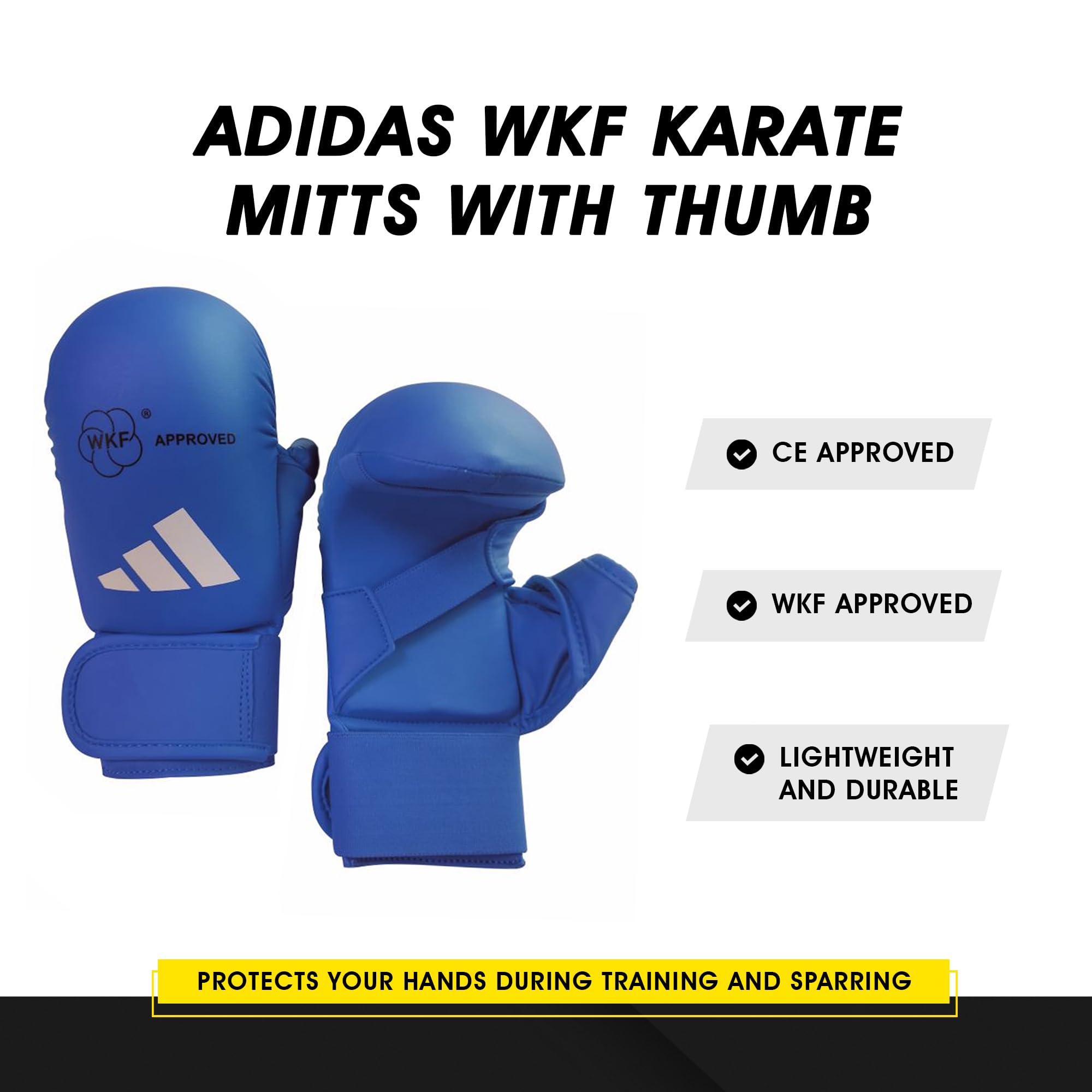 Adidas Guanti da Karate con Pollice, WKF