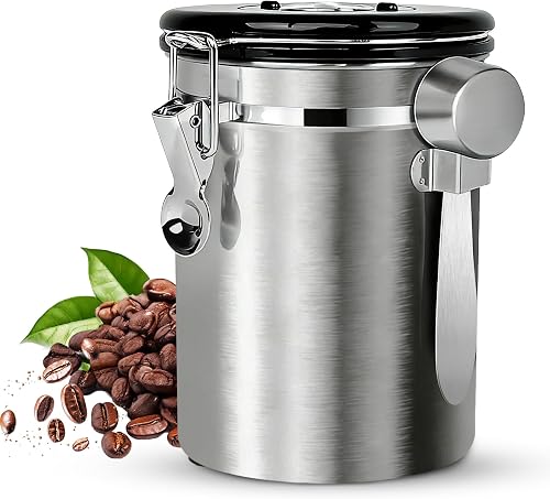 BUCOMTU Airtight Stainless Steel Coffee Jar, 1.8 L Coffee…