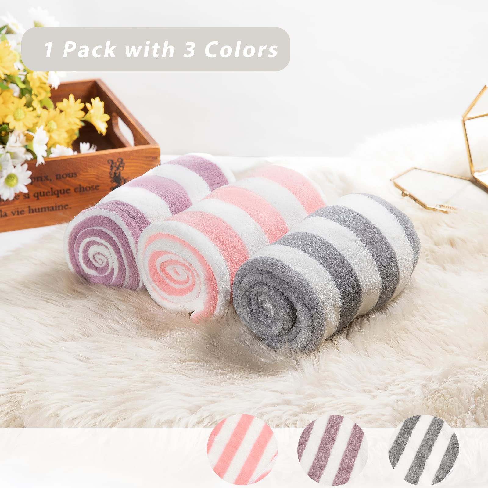 Serviettes Cheveux Microfibre - Lot De 2 - Super Absorbantes - Séchage Rapide - Gris Et Bleu