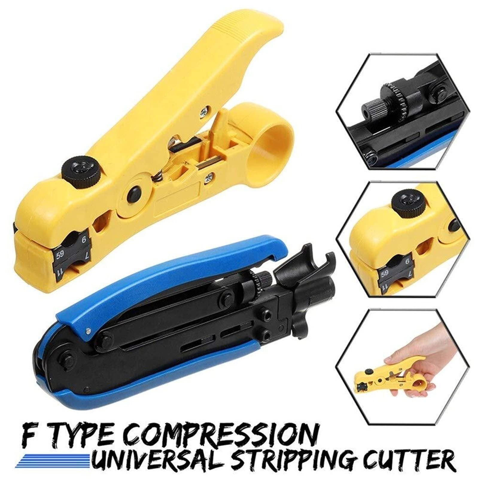 Pelacables, Pinzas, RG7 RG6 RG11 Herramienta de compresión F Conector Cable Coaxial Crimper Pelacables Alicates