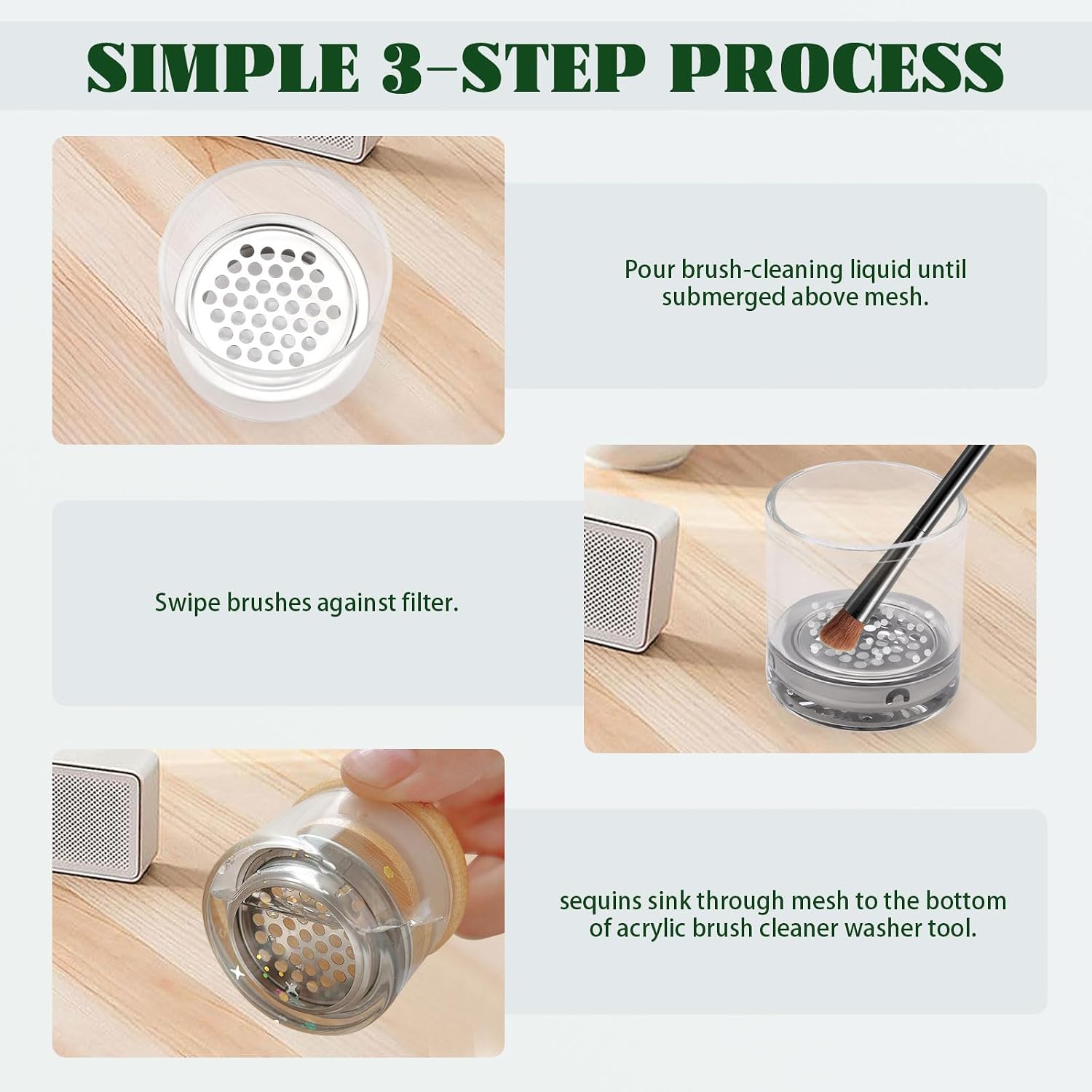 4 Pack Acrylic Nail Brush Cleaner Dappen Dish with Lid, Mesh Layered Nail Art Brush Monomer Liquid Wash Cup Glass Removal Jar for Sequins Glitter Powder, 2.2in High