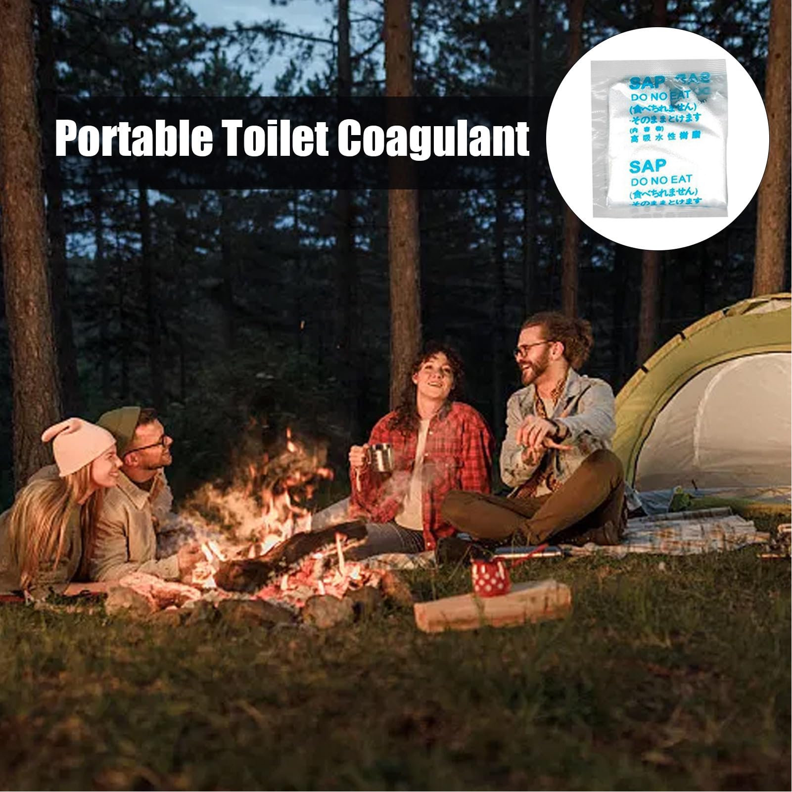 50 Päckchen Poe-Gel für tragbare Toilette, Camping-Toilettenpulver für Töpfchen, umweltfreundliches saugfähiges Gel, tragbare Toilettengelpakete für Erholung im Freien Campingbedarf