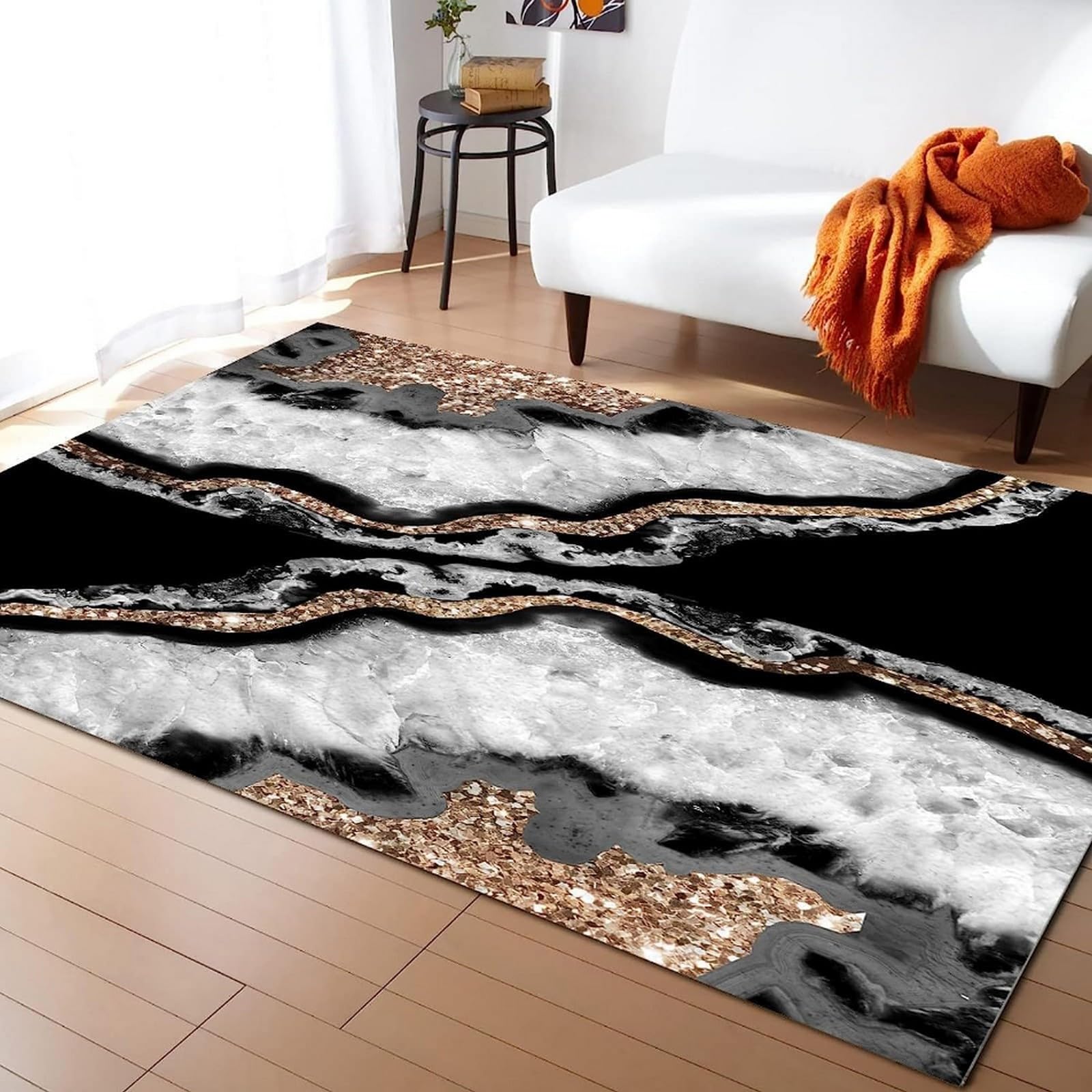 Tapis de salon marbre 3D doux antidérapant chambre 120x160cm