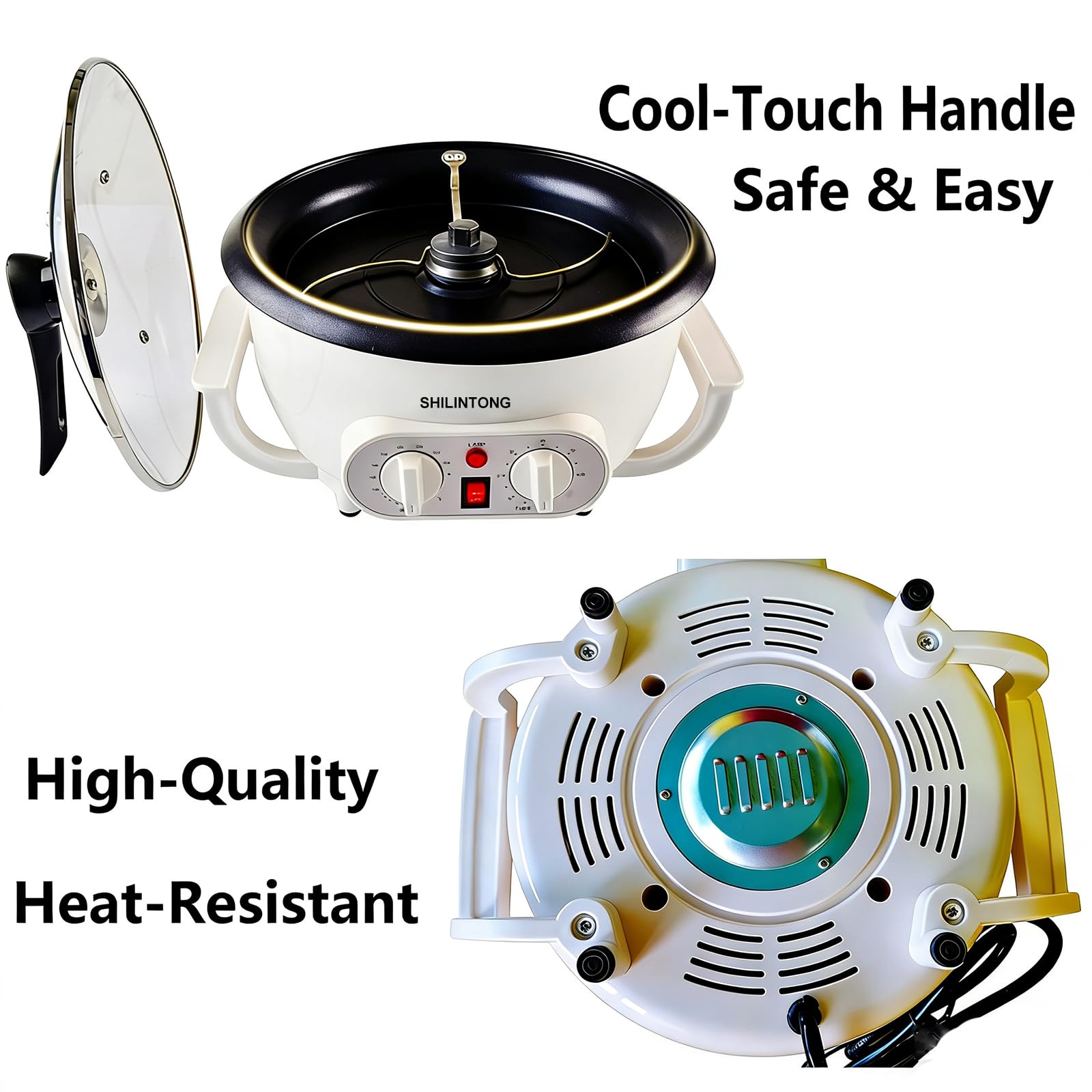 Tostador de Café Eléctrico SHILINTONG, Máquina para Tostar Granos de Café, Nueces y Más, 750g, 220V 1200W, Antiadherente, Uso Doméstico (función de tiempo)