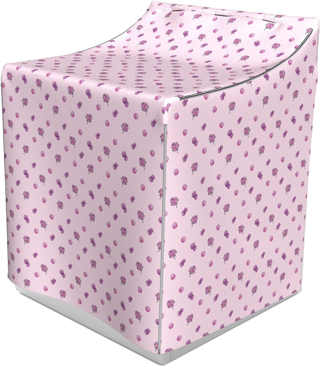 Ambesonne Spring Cover for Washer and Dryer, Bouquet of Flowers Orderly Repeated Pattern of Art Print, Easy Use Bathroom Laundry Decor Accent, 29" x 28" x 40", Pale Pink Pale Purple