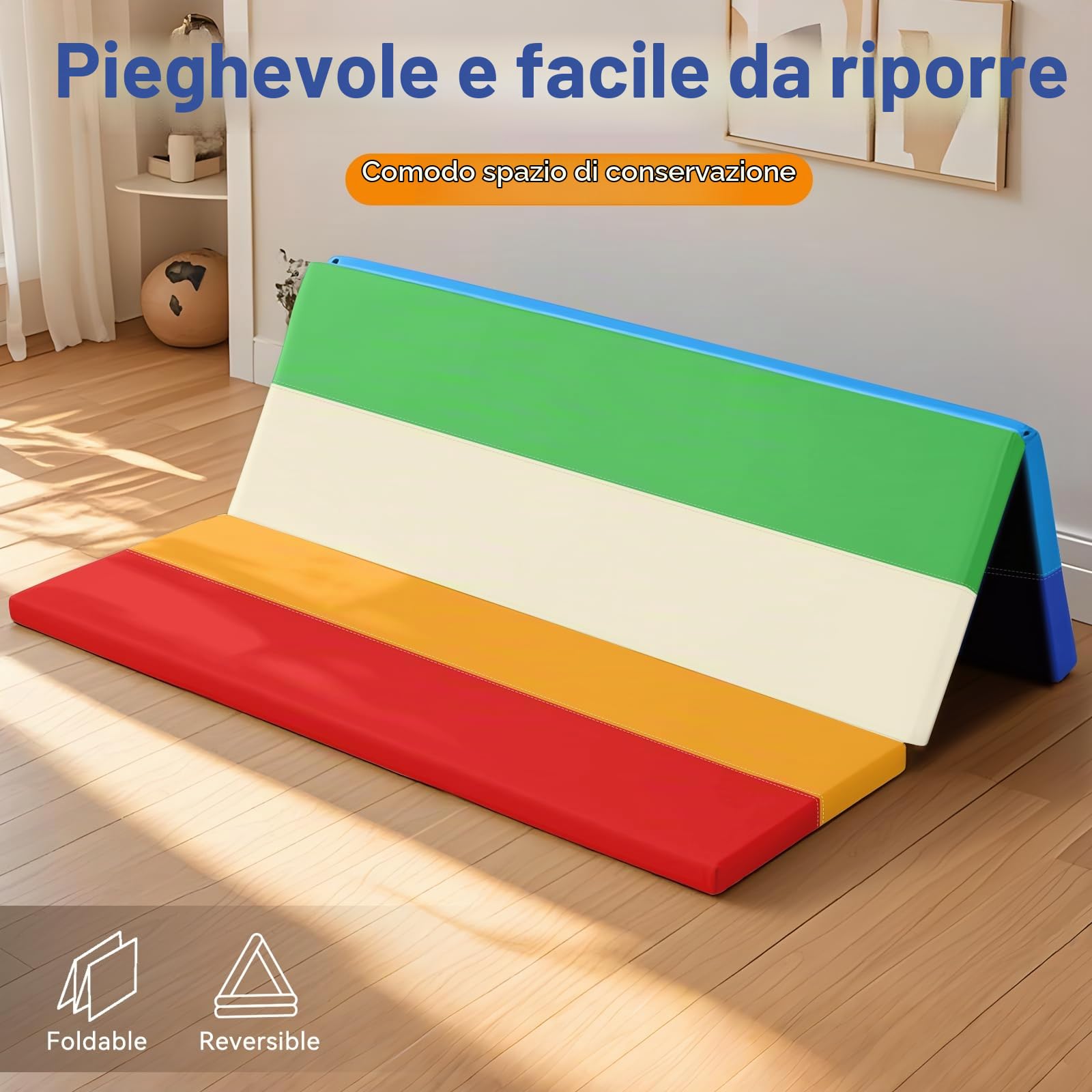 JungleDove Tappeto da Gioco in Schiuma per Bambini: 121x121 cm Tappeto da Gioco per Bambini Impermeabile in Pelle PU - da Gioco per il Pavimento (Arcobaleno)