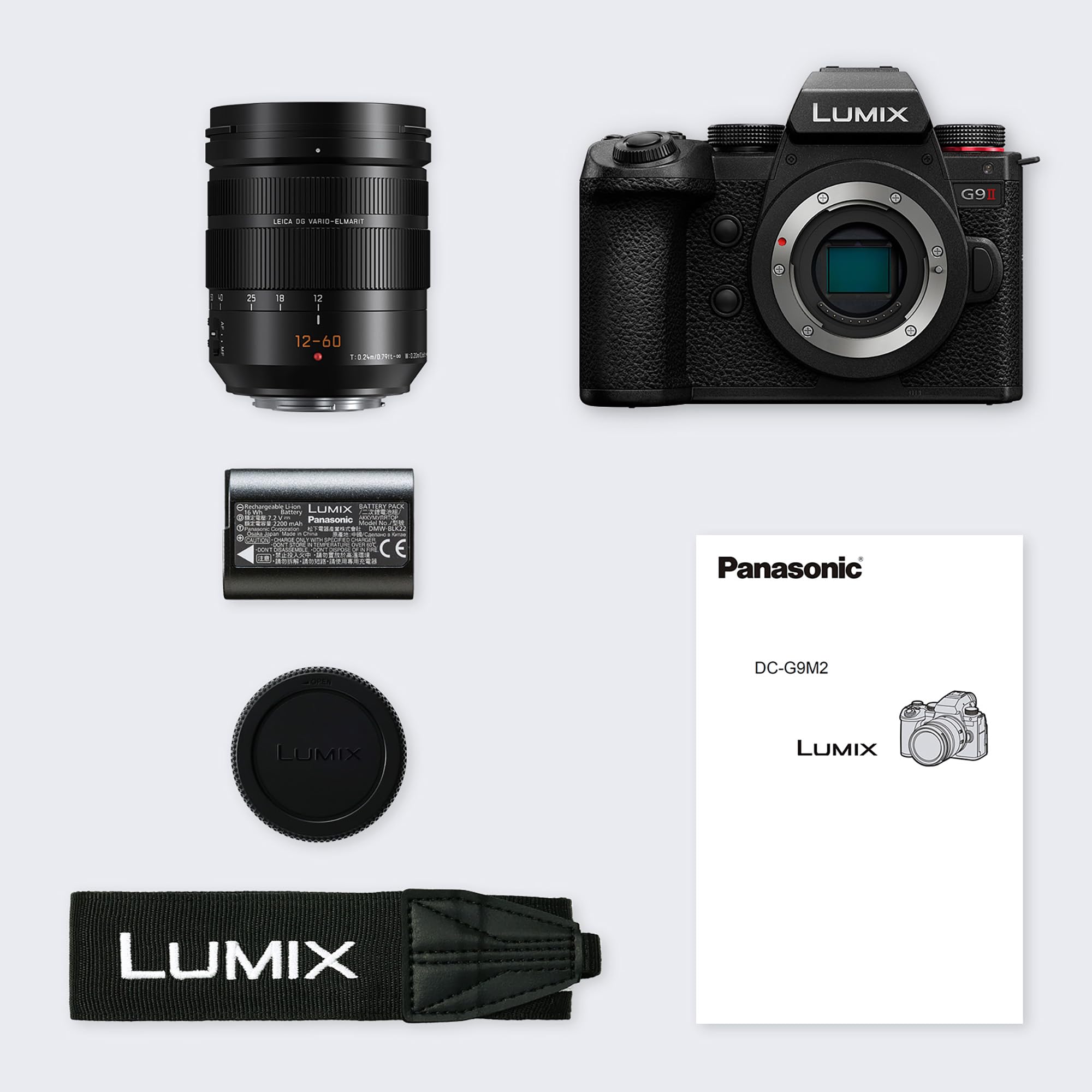 Panasonic LUMIX DC-G9M2LE Fotocamera Mirrorless Micro Quattro Terzi con Obiettivo Leica DG Vario-Elmarit 12-60mm F2.8-4.0, 25.2MP, 4K 120p/100p e 5.7K 30p/25p, Phase Hybrid AF, Wi-Fi, Bluetooth, Nero