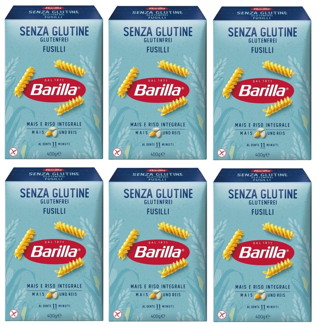 12er-Pack Testpaket Pasta Barilla Fusilli Divella Spaghetti Senza Glutine,Glutenfreie Nudeln Italienische Pasta 400g