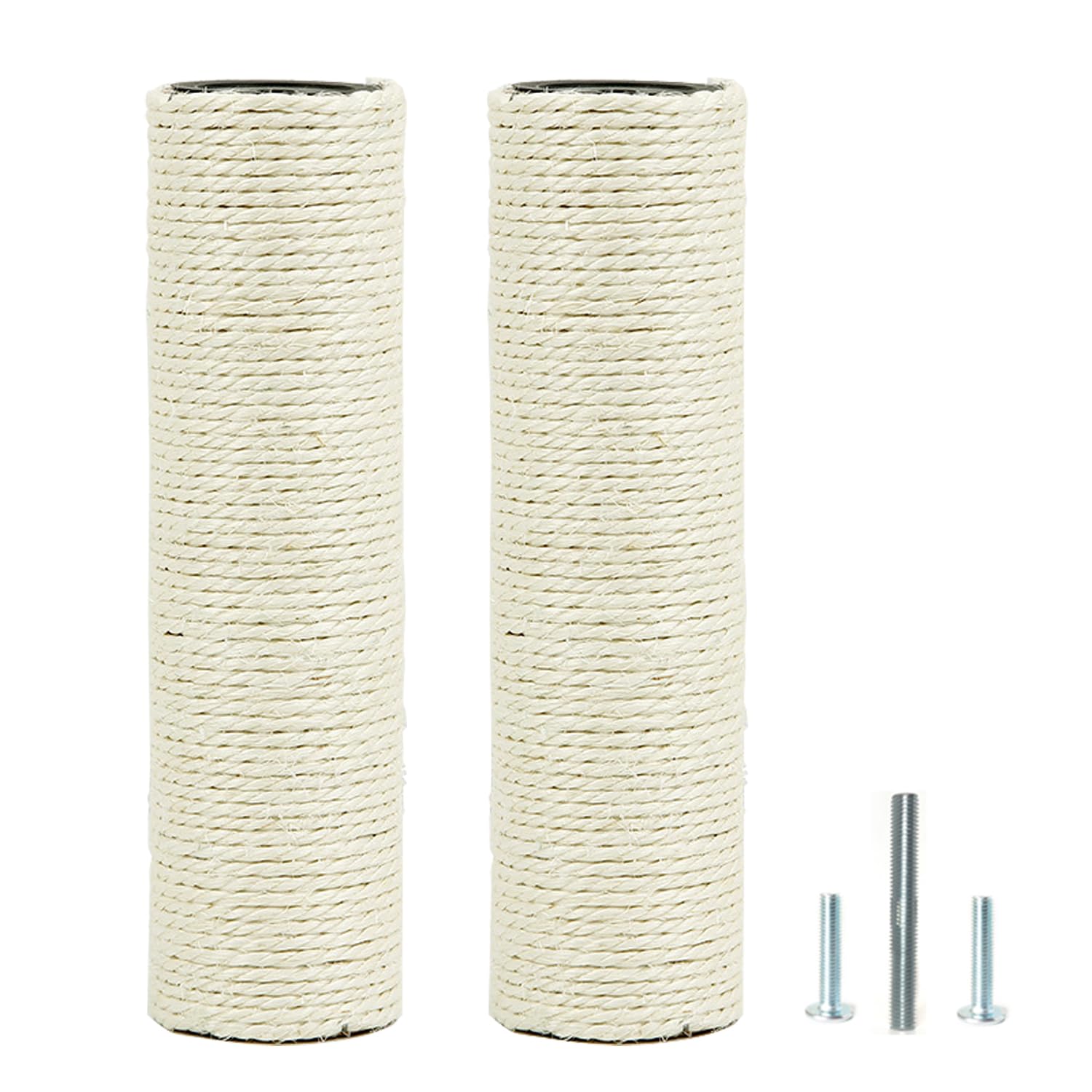 2Pcs M10 Cat Tree Replacement Post - 10mm Bolt Sisal Cat Scratching Post Replacement Pole DIY M10 Bolt Sturdy PVC Tubes Screws Included (3.35 * 11.8")
