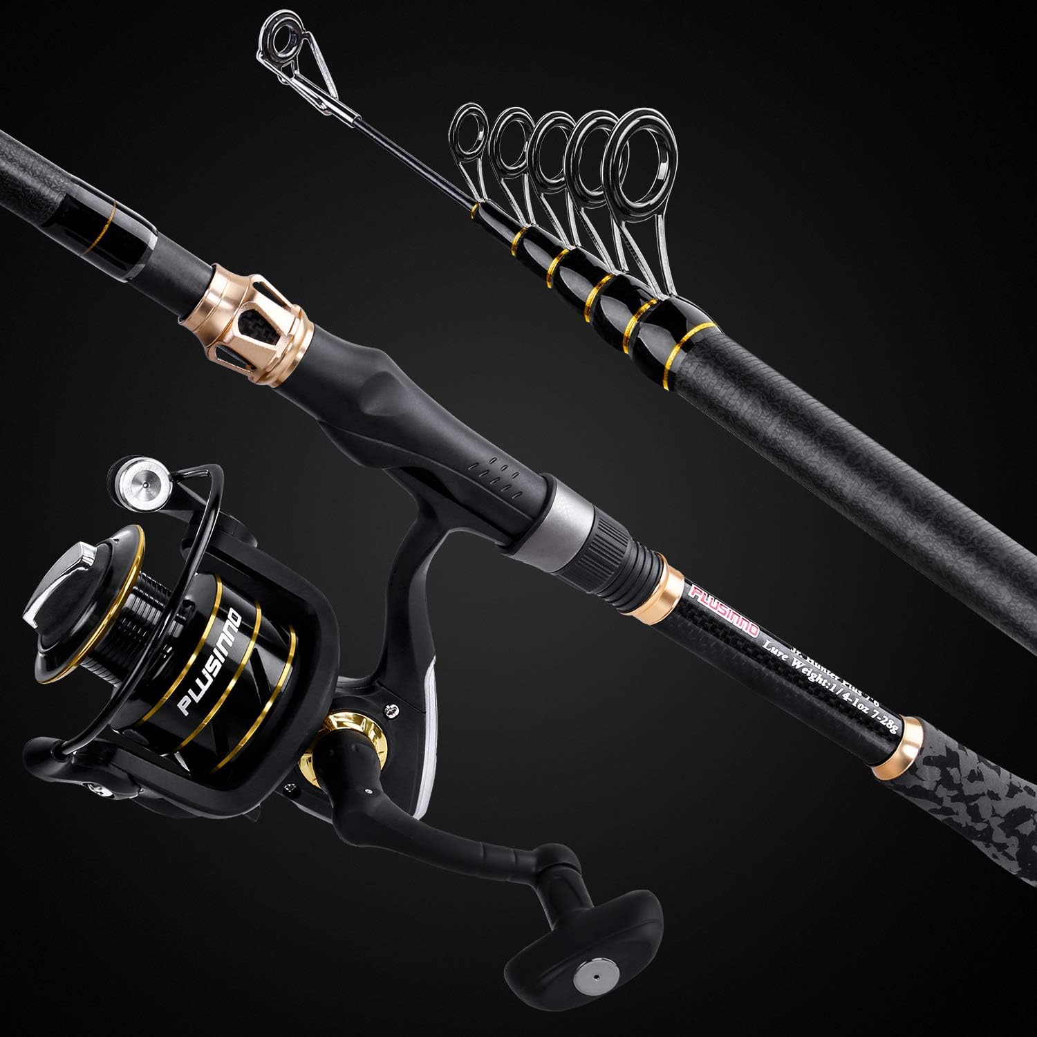 PLUSINNO Fishing Rod and Reel Combo,Fishing Pole,Telescopic Fishing Rod Kit with Spinning Reel