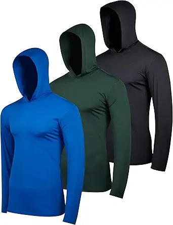 Real Essentials 3 Pack: Men's Dry Fit Moisture Wicking Long Sleeve Active Athletic Hoodie Pullover Sweatshirt (Big & Tall)