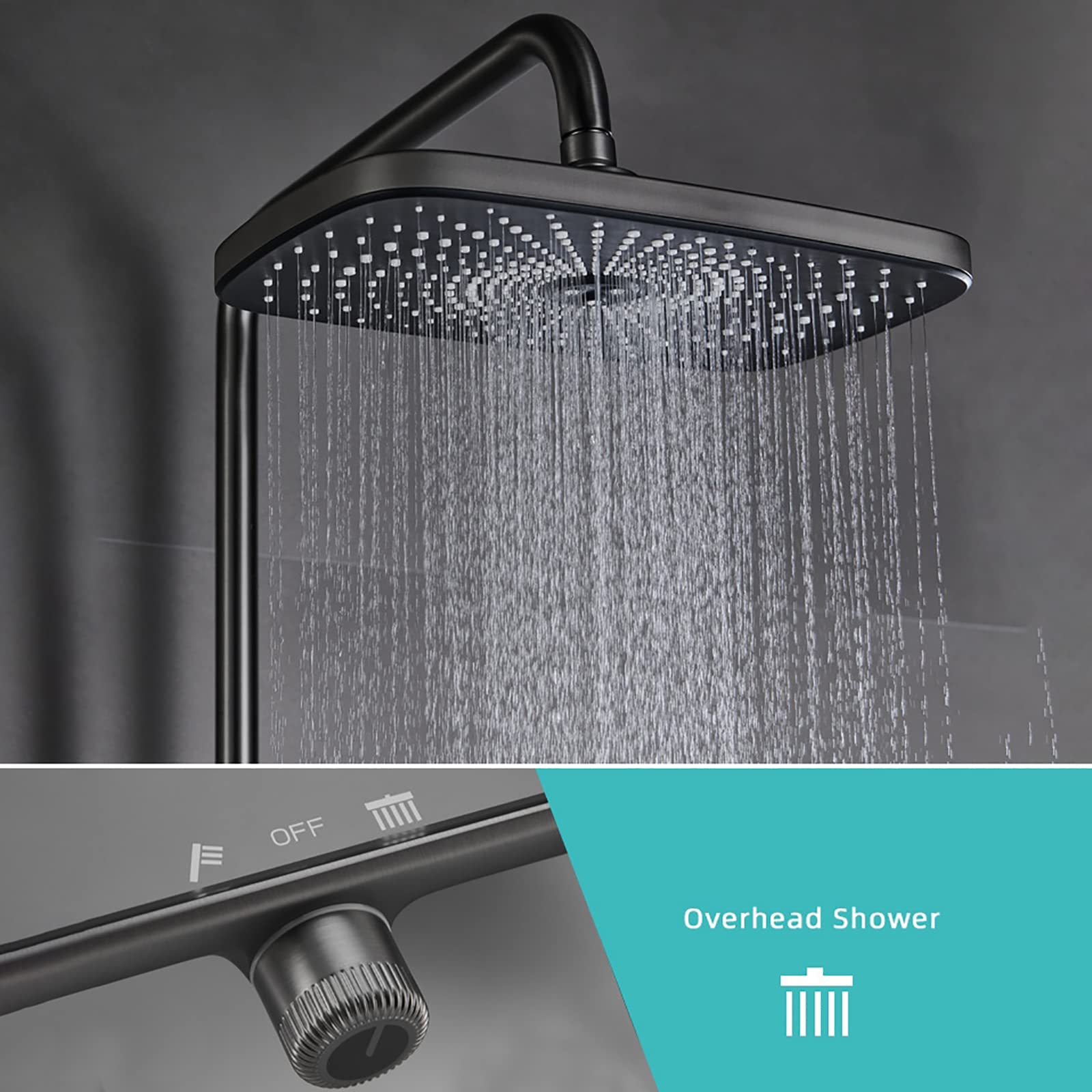 Duschsystem, Duscharmatur -Set -Wand -Rain -Dusch -Dusch -Kombinationshöhe Verstellbares Duschset mit 12 Zoll Niederschlagsreduschkopf, Badewanne Ausstrich, Handheld -Sprühgerät, Bidet Spray, Grau
