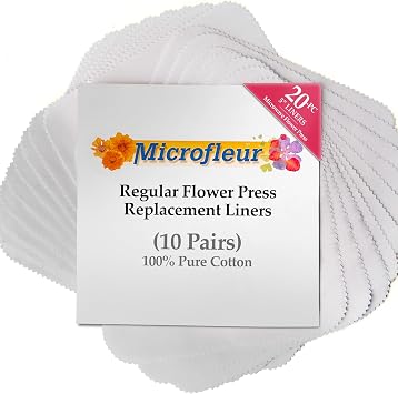 Microfleur - Regular White Liners for Microwave Flower Press 5" 13 cm, Floral Art Crafting Accesory, Creative DIY Handicrafts, Dry Extra Replacement Durable Cotton Paper Sheets - 20 PC 10 Pair