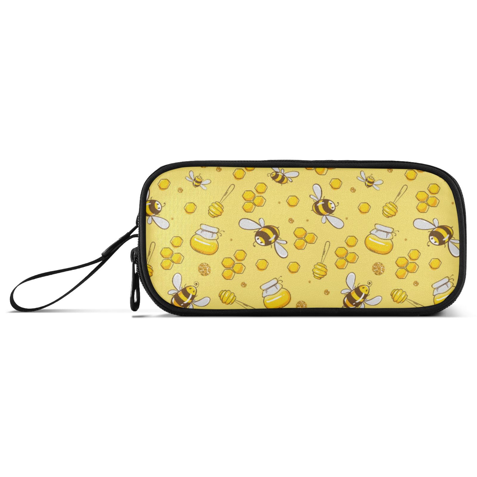 Large Pencil Case, Big Capacity Pencil Bag Pen Pouch Holder 3 Compartments, Flying Bees School Office Supplies Stationery Makeup Bag Storage Organizer for Students Girls Boys Women โ image 1