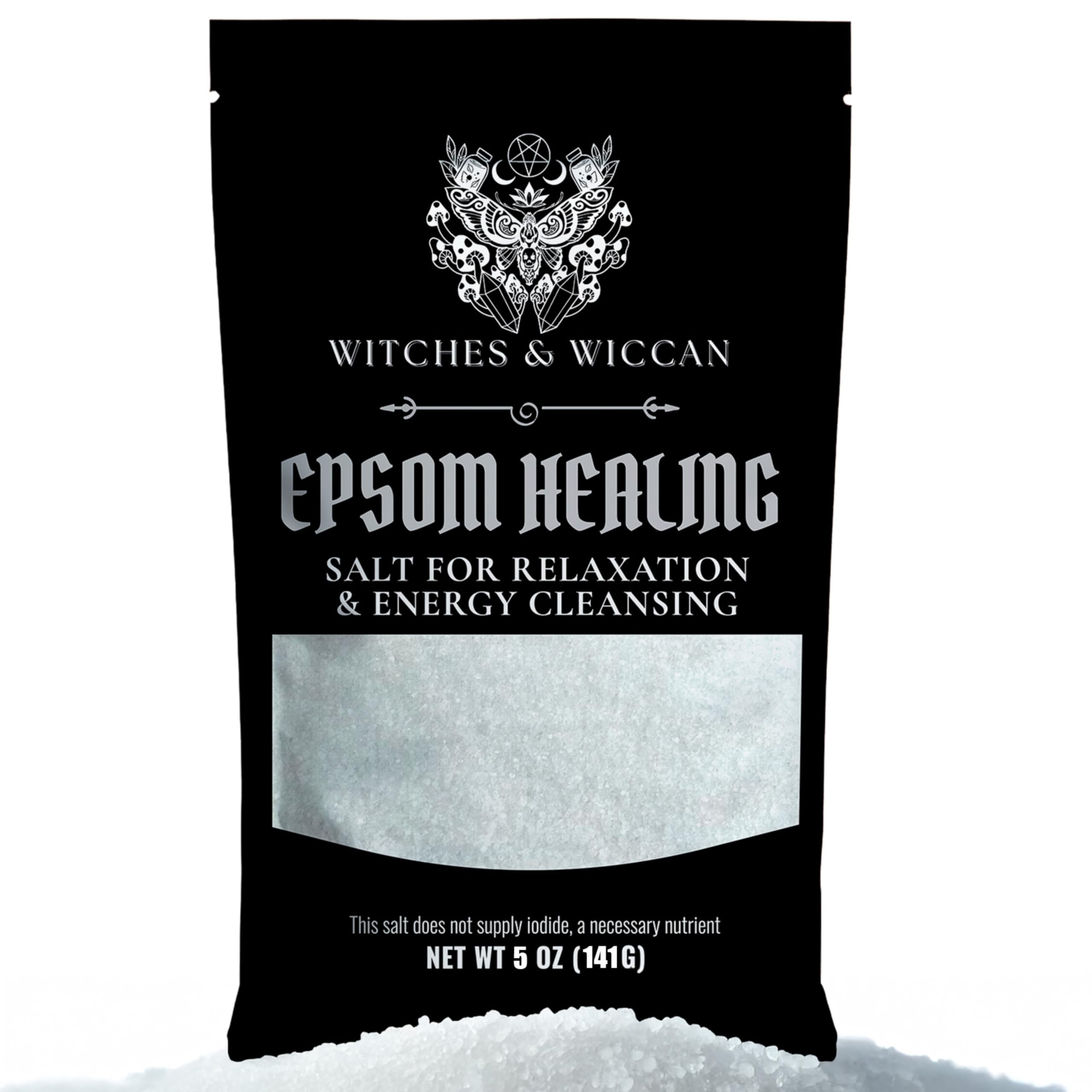 Epsom Salt for Healing, Relaxation & Energy Cleansing – Natural Magnesium-Rich Bath Salt Ideal for Meditation, Spellwork & Ritual Baths – 5 Oz Bag, Witches & Wiccan