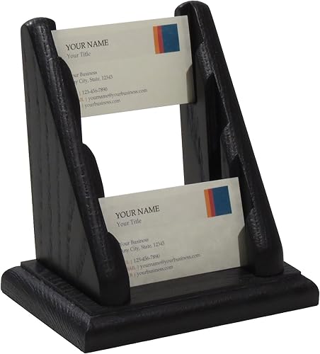 Miniatura 2 de Wooden Mallet Negro 3 bolsillo encimera titular de la tarjeta de visita