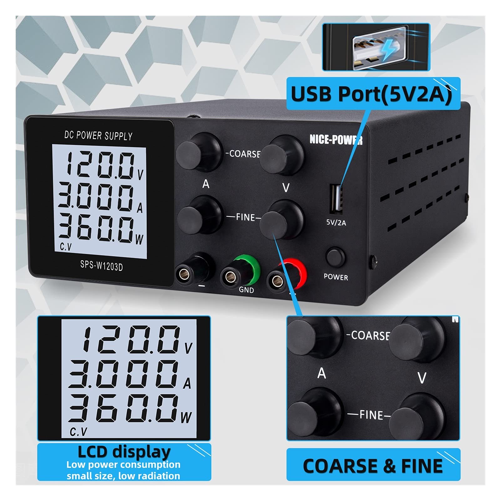 Alimentatore da laboratorio, Dc. Alimentazione regolabile a 4 cifre Lcd. Schermo Lab Bench Power Source 3 0V 10A 60 V 5A 120-V 3A AC Commutazione dell'alimentazione stabilizzata , alimentatore DC rego