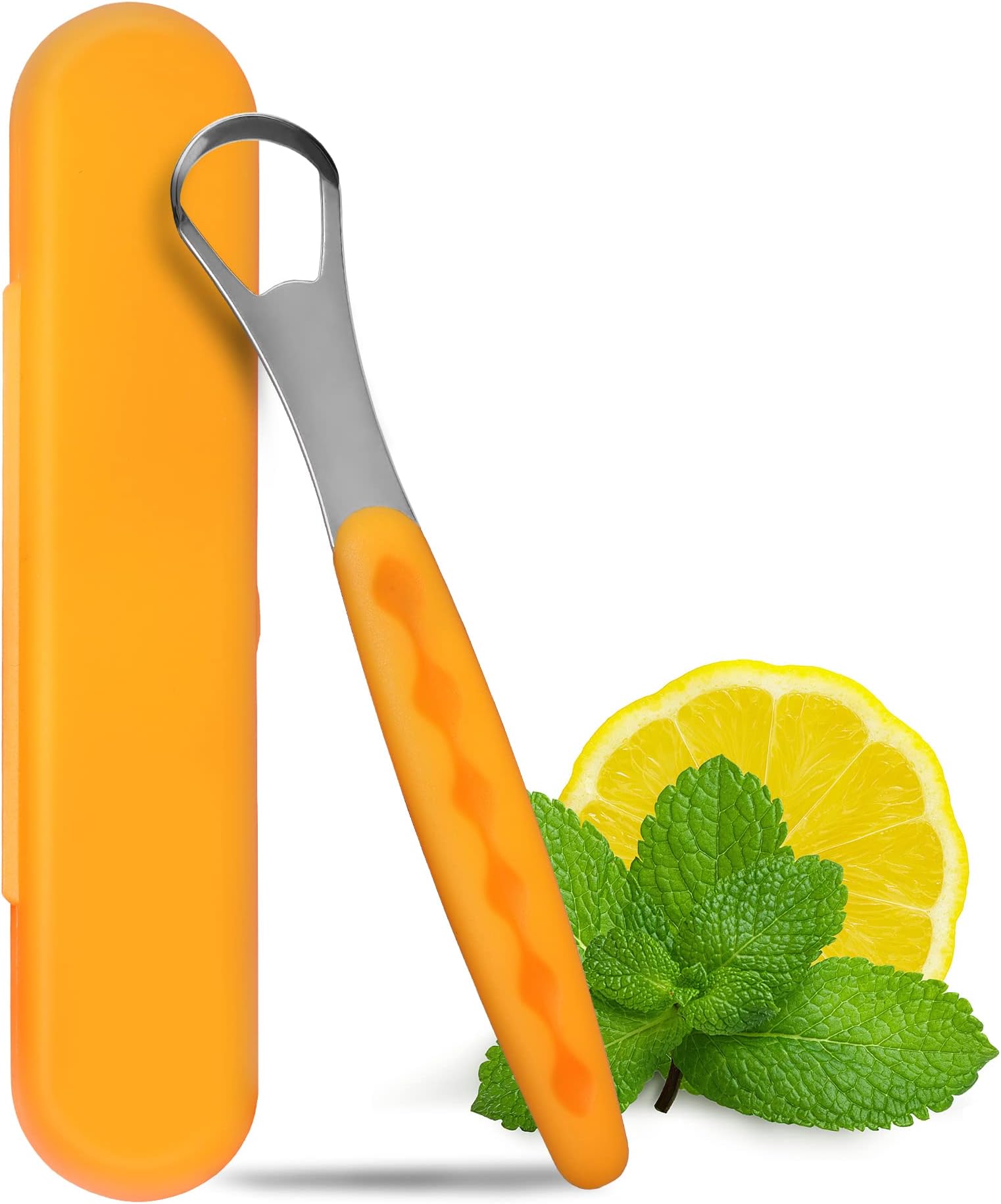 Ansevo Stainless Steel Tounge Scraper, Adult and Kid Tongue Scraper, Oral Tongue Cleaner Scrapers Tool, Portable Reusable Tongue Scraper, Reduce Bad Breath, Fresher Breath in Seconds