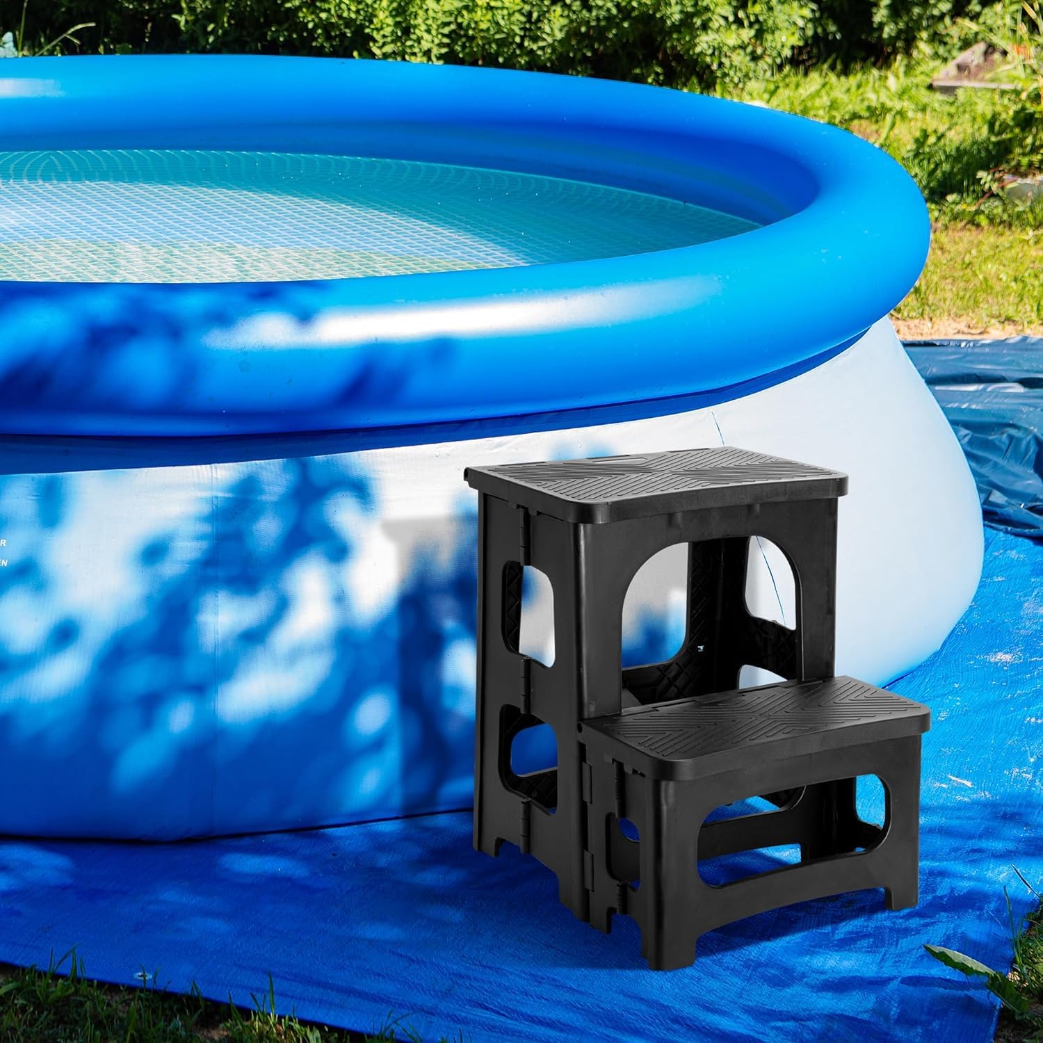 Universaltreppe für Hot Tub- 2 Stufen Faltbare Whirlpooltreppe- Anti-Rutsch Einstiegshilfe Pool- Wasserfest Tritthocker- Tragbar Stufe für Whirlpool- Poolleiter für den Außenbereich Innenbereich