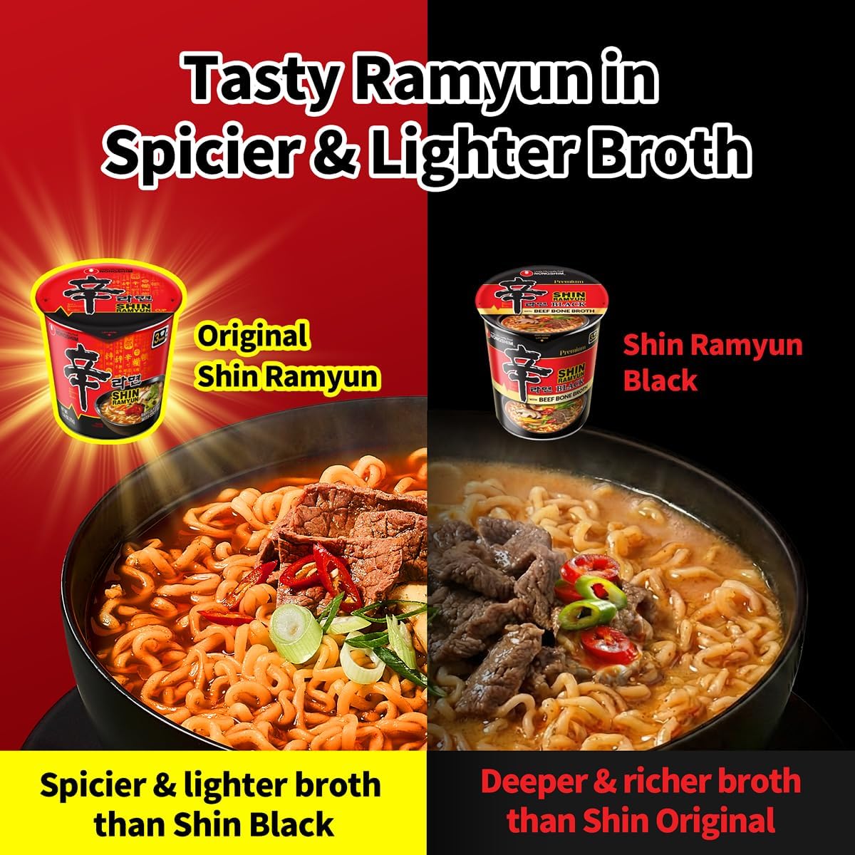 Nongshim Shin Noodle Soup, Gourmet Spicy, 2.64 Ounce (Pack of 6)