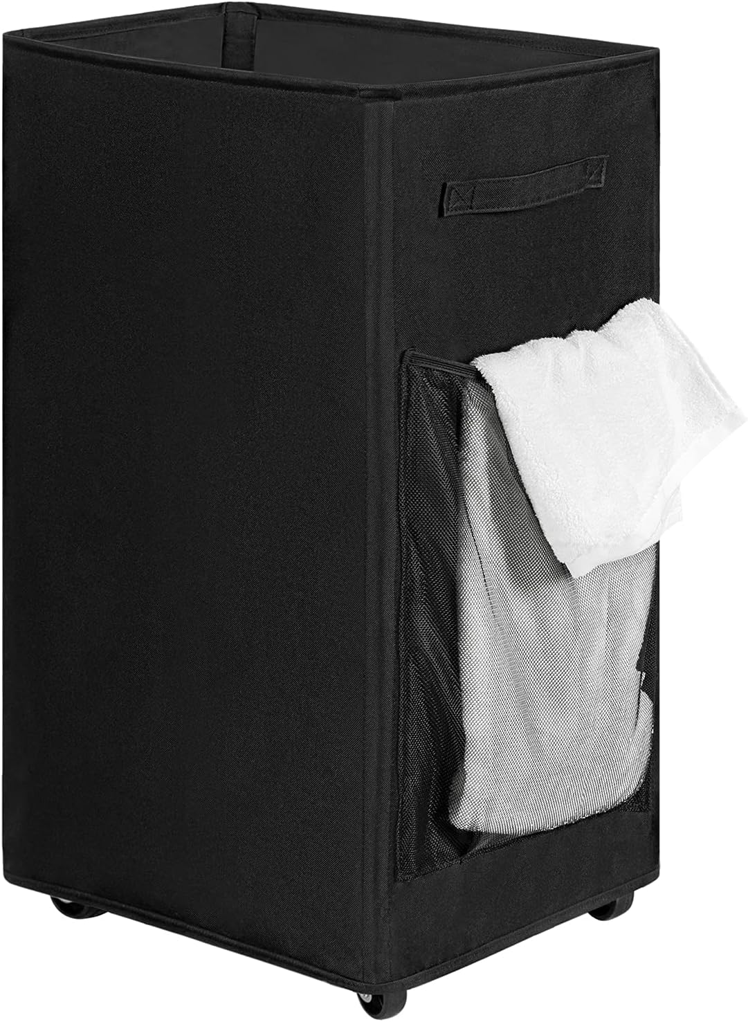Chrislley 90L Rolling Laundry Basket Large Laundry Hamper with Wheels Collapsible Clothes Hamper Rolling Tall Laundry Storage Cart Foldable Clothes Organizer (Black)