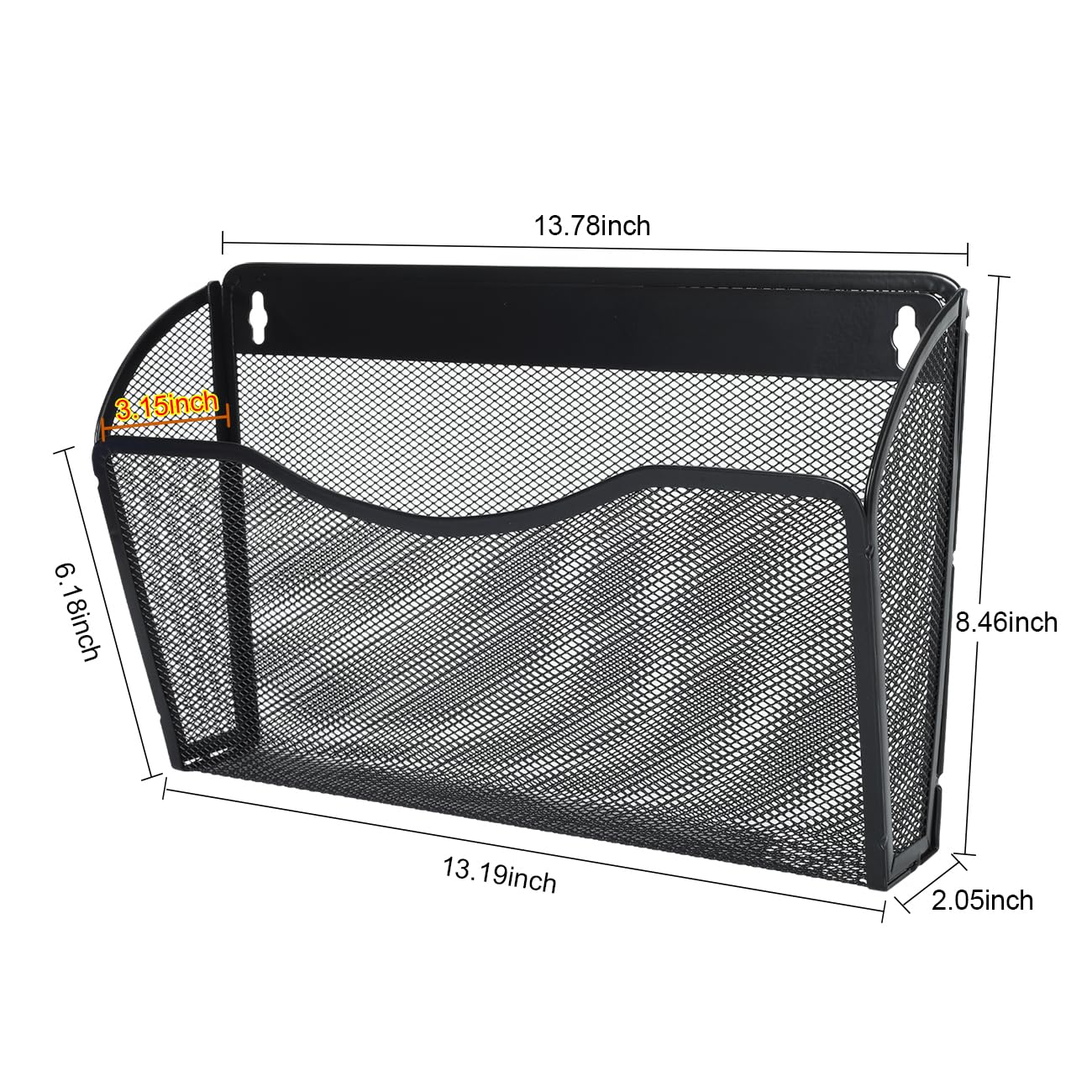 PAG Portariviste da parete con 3 tasche, in metallo, colore: nero