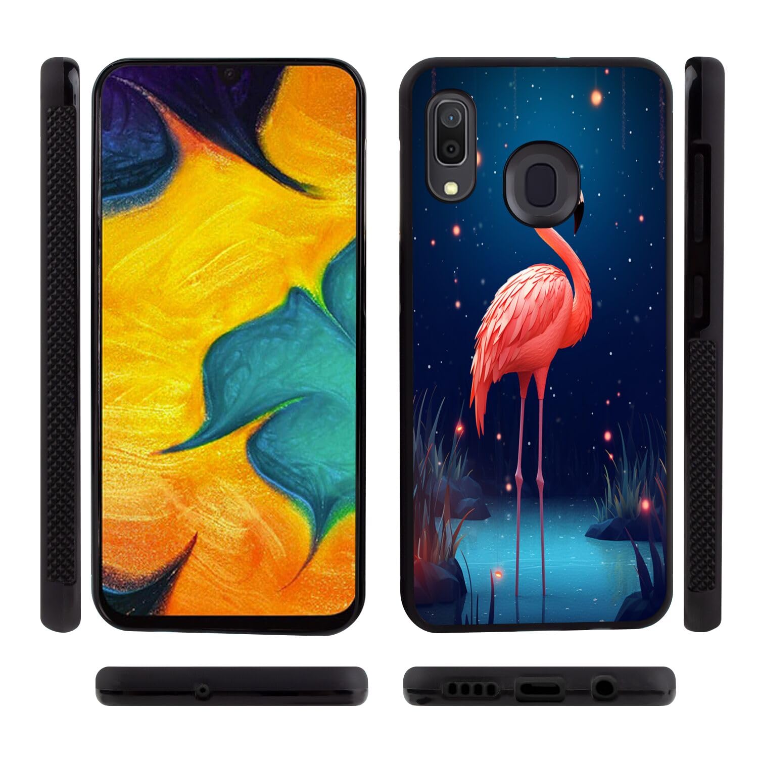 Elgzigok Black TPU Case Fits Samsung Galaxy A50 with Flamingo-aa21 Pattern Design Black Soft TPU Slim Fit Anti Scratched Protection Cover Case for Samsung Galaxy A50