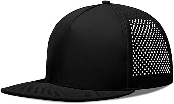 ZTL Flat Brim Hat for Men Women,Performance Snapback Trucker Hat Laser Perforated Baseball Cap Quick-Dry Water Resistant Hat