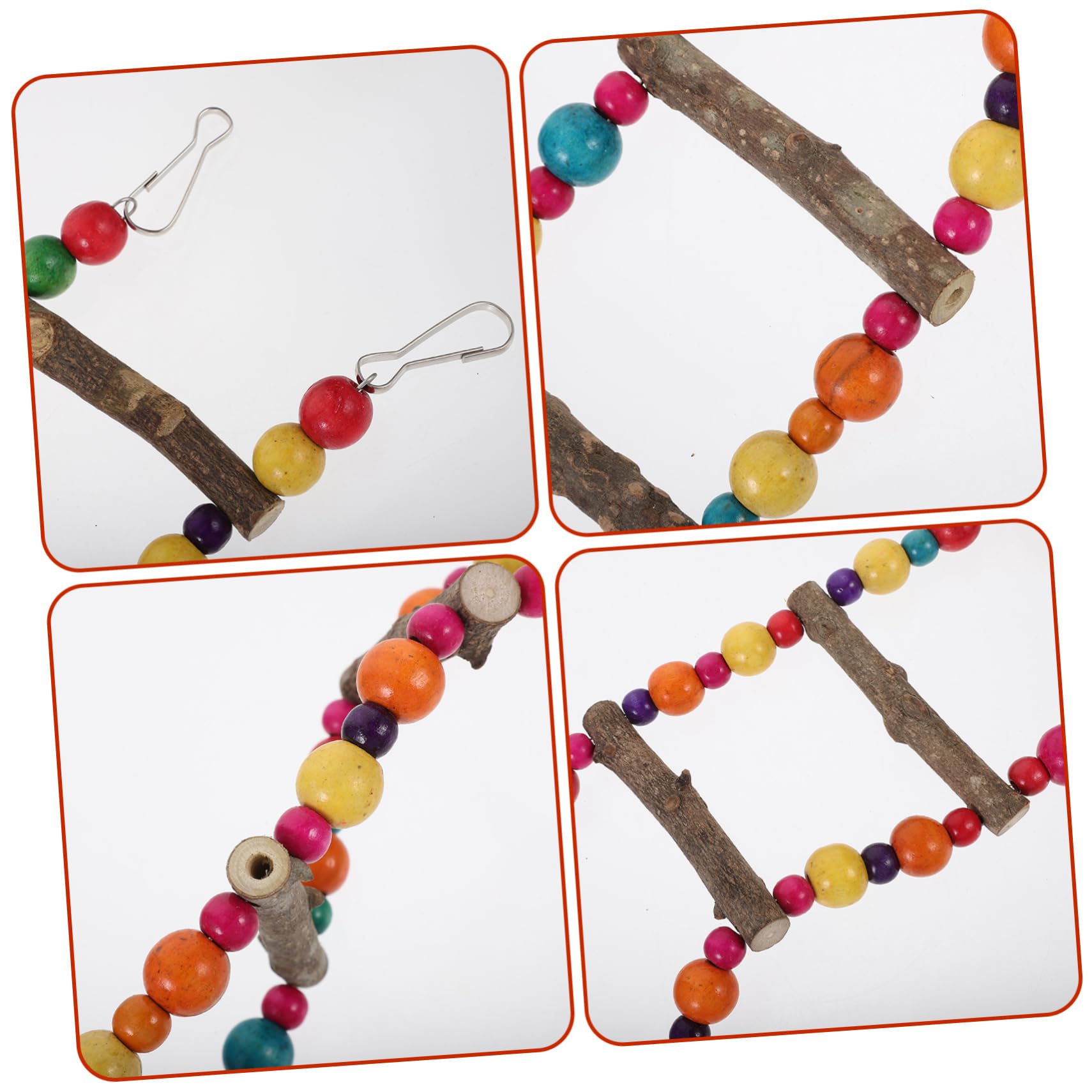 HAPINARY Parakeet Climbing Step Ladder Toy Wooden Parrot Ladder Bird Toy for Parrots Large