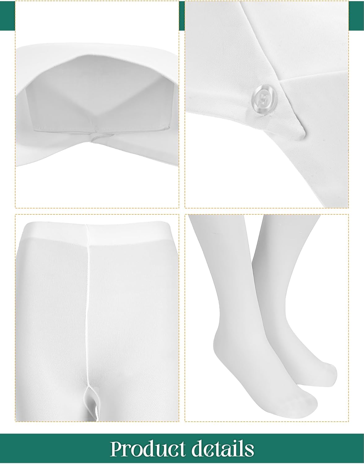 Hercicy Nurse Dress Costume Set for Women White Short Sleeve Medical Lab Coat Nurse Cap Footed Pantyhose Halloween Cosplay - Image 4