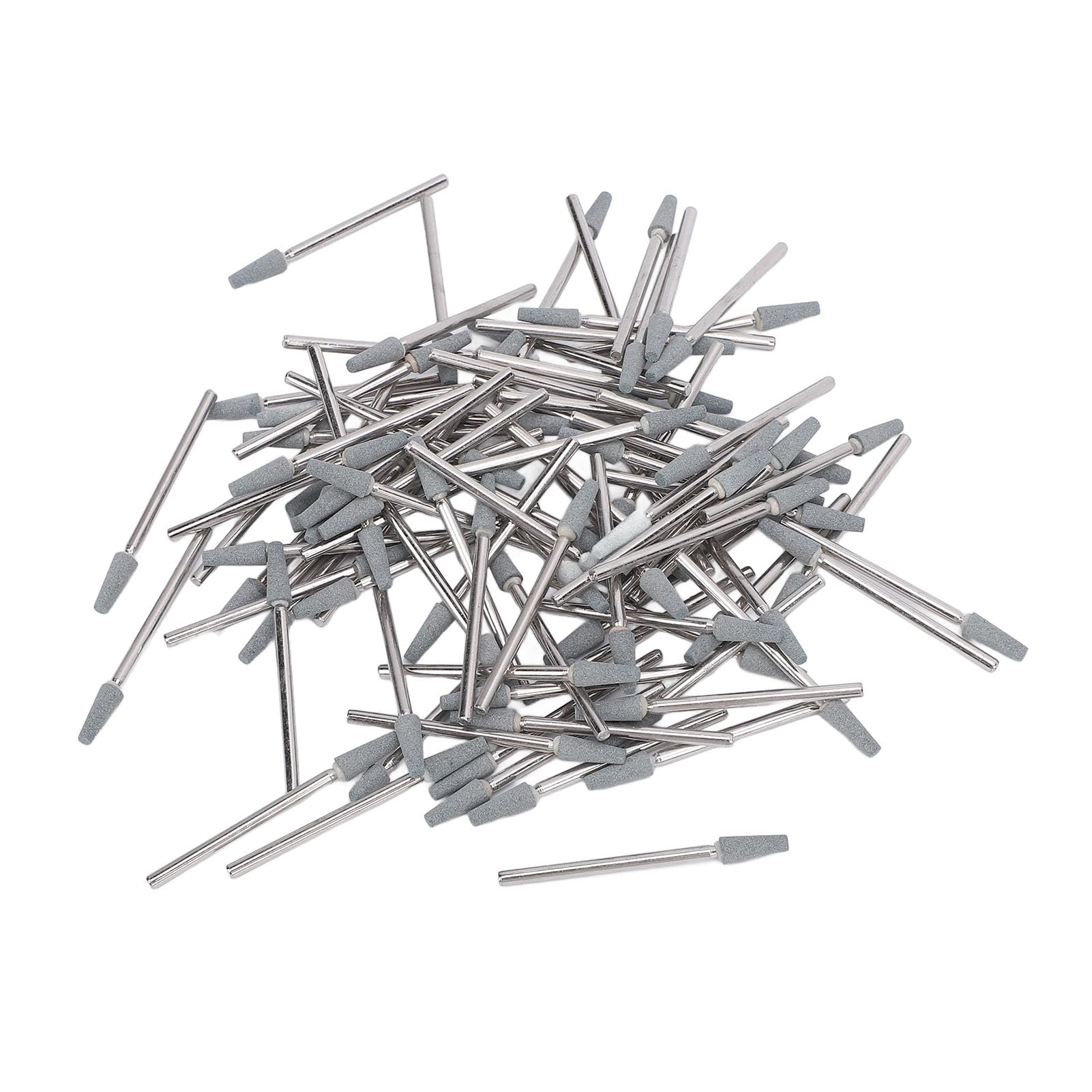 100 brocas cónicas para uñas, de acero de tungsteno, de cuarzo y acero de tungsteno, con parte superior redonda, para limpiar cutículas, con caja de almacenamiento
