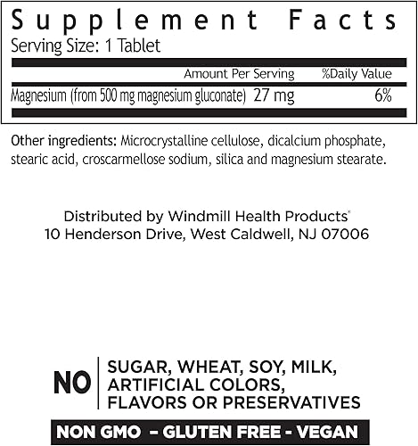 Miniatura 10 de Gluconato de magnesio 500 mg 90 Tb - de Windmill (paquete de 2)
