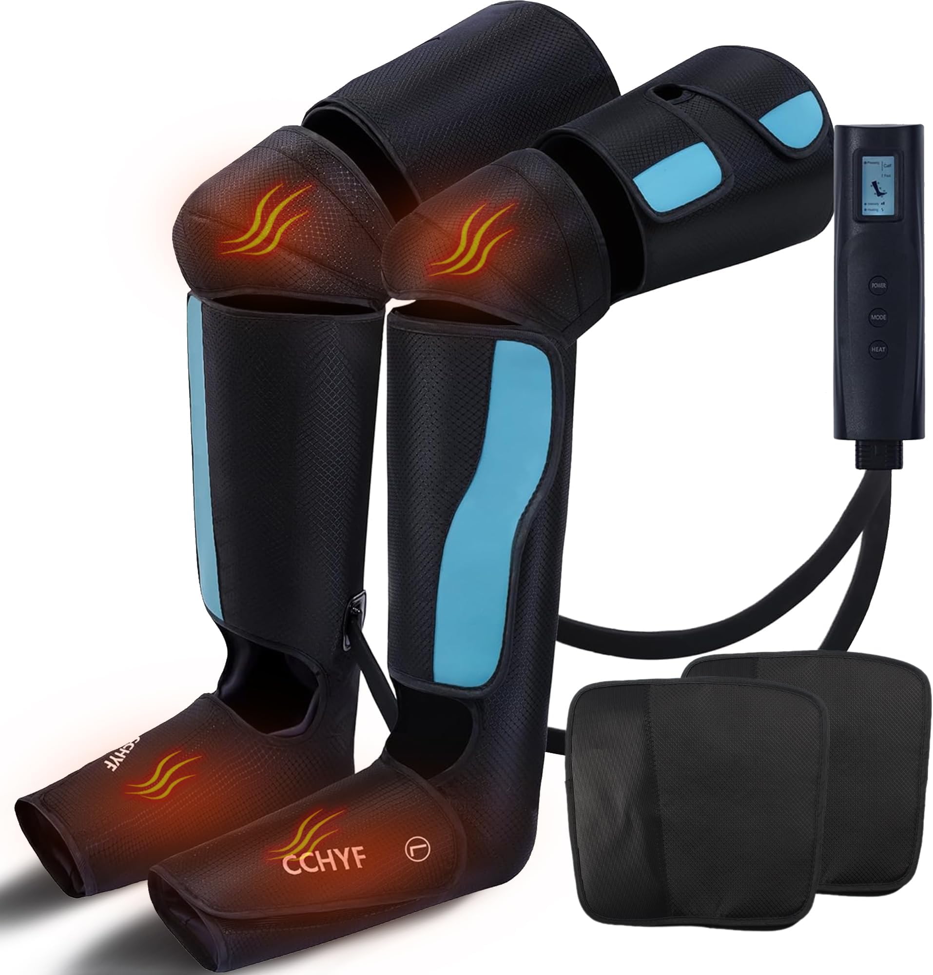 Leg Compression Massager with Heat,3-in-1 Leg Massager for Circulation,Air Compression Leg Massager with 3 Modes 3 Intensities 2 Extenders and Adjustable Wraps,Great Gifts for Mom & Dad