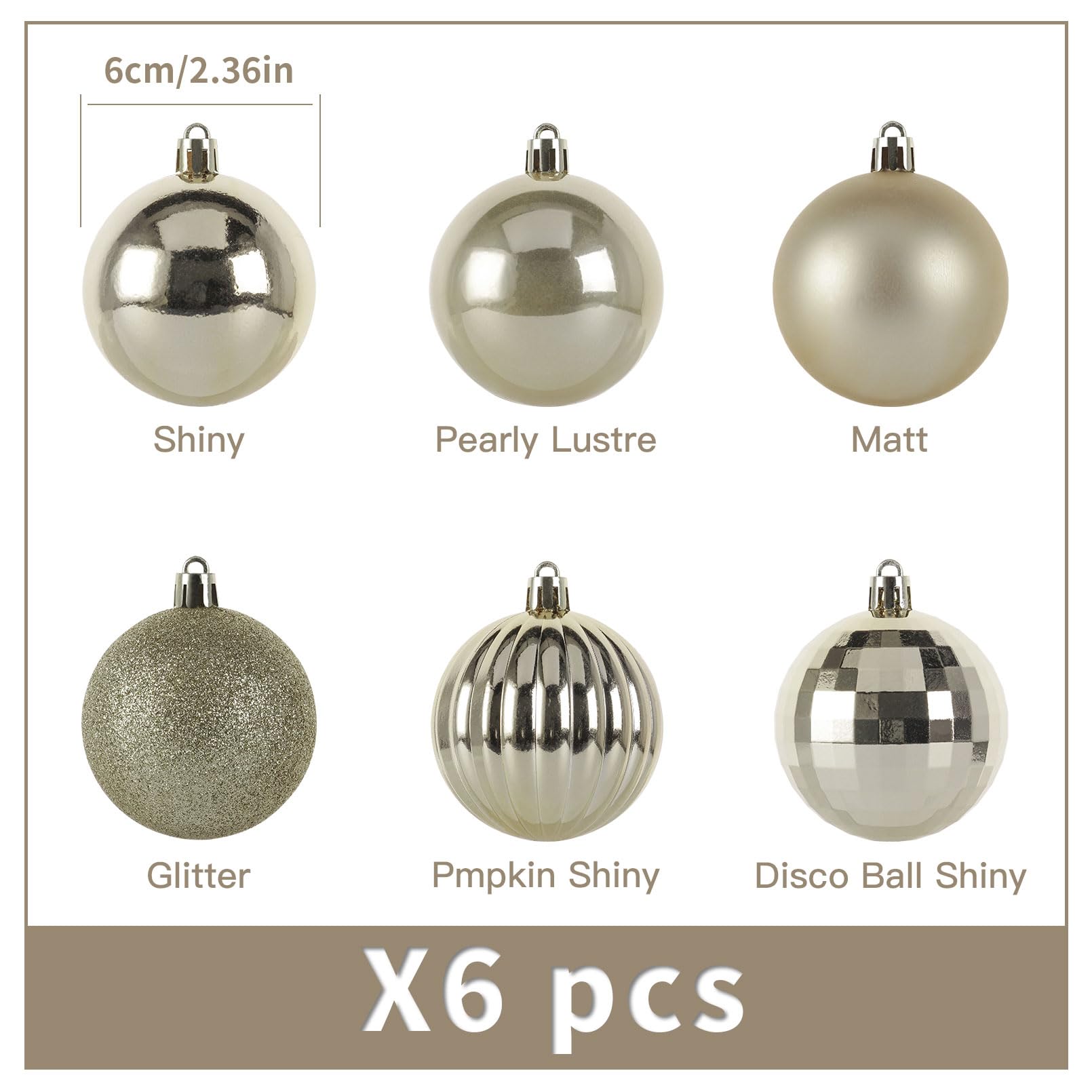 Kunststoff Christbaumschmuck 45 Teile Set - Weiß - Shatterproof