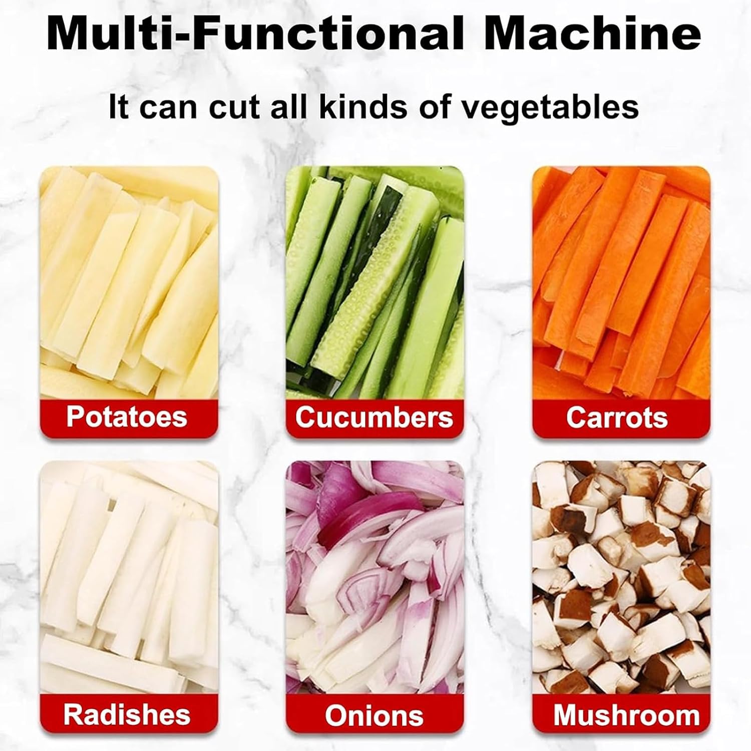 Commercial Manual Potato Dicer, Manual French Fry Cutter with Extended Anti-Slip Handle & 3 Interchangeable Blades, Labor-Saving & High-Speed ​​Slicing, for Restaurant and Home Use