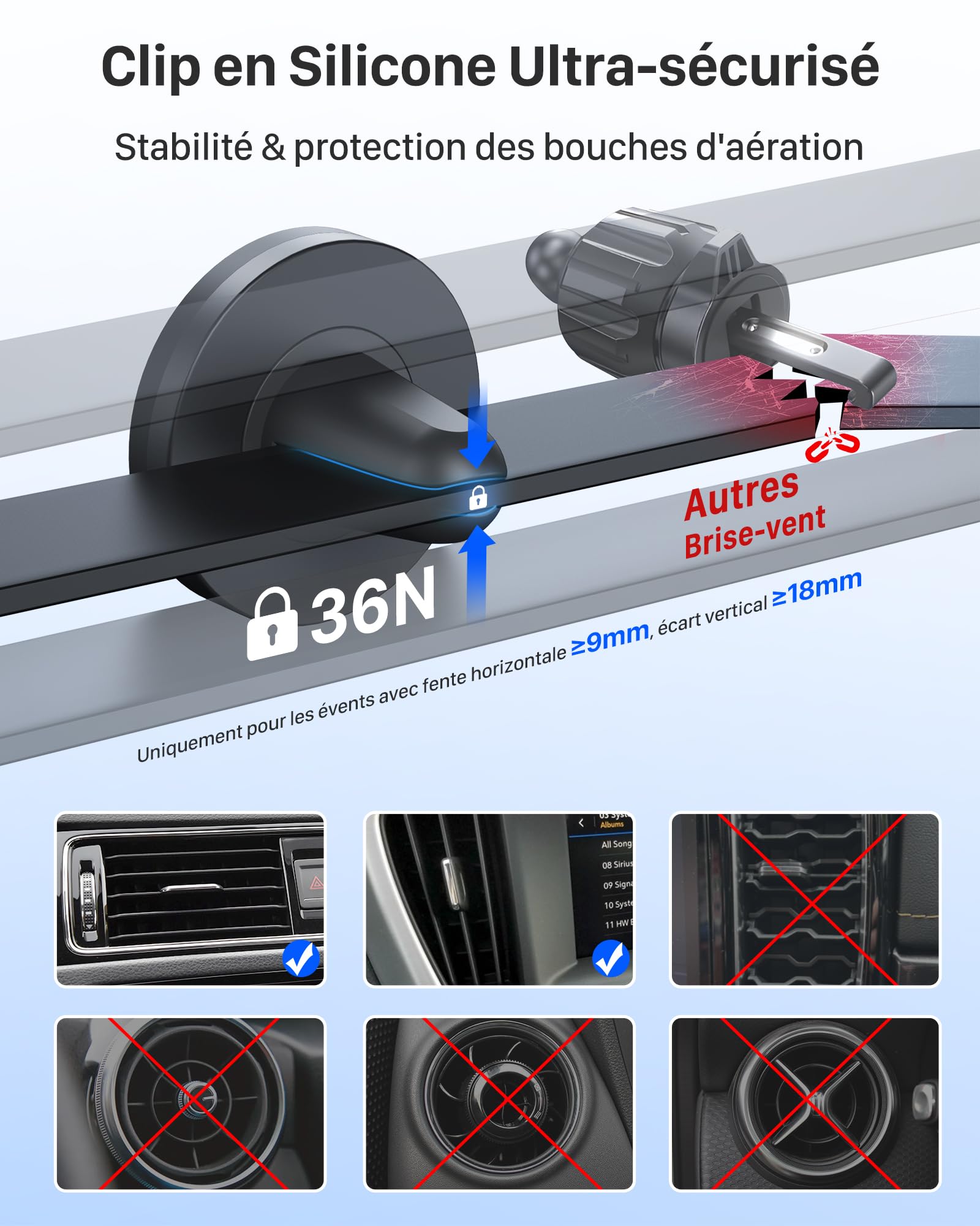 YOSH Support Telephone Voiture Magnetique, [Magnétisme Puissant] Porte Téléphone Voiture Aimanté pour iPhone 16 15 14 Pro Max Plus, Samsung Huawei Xiaomi & Android Smartphone [avec Plaque de métal]