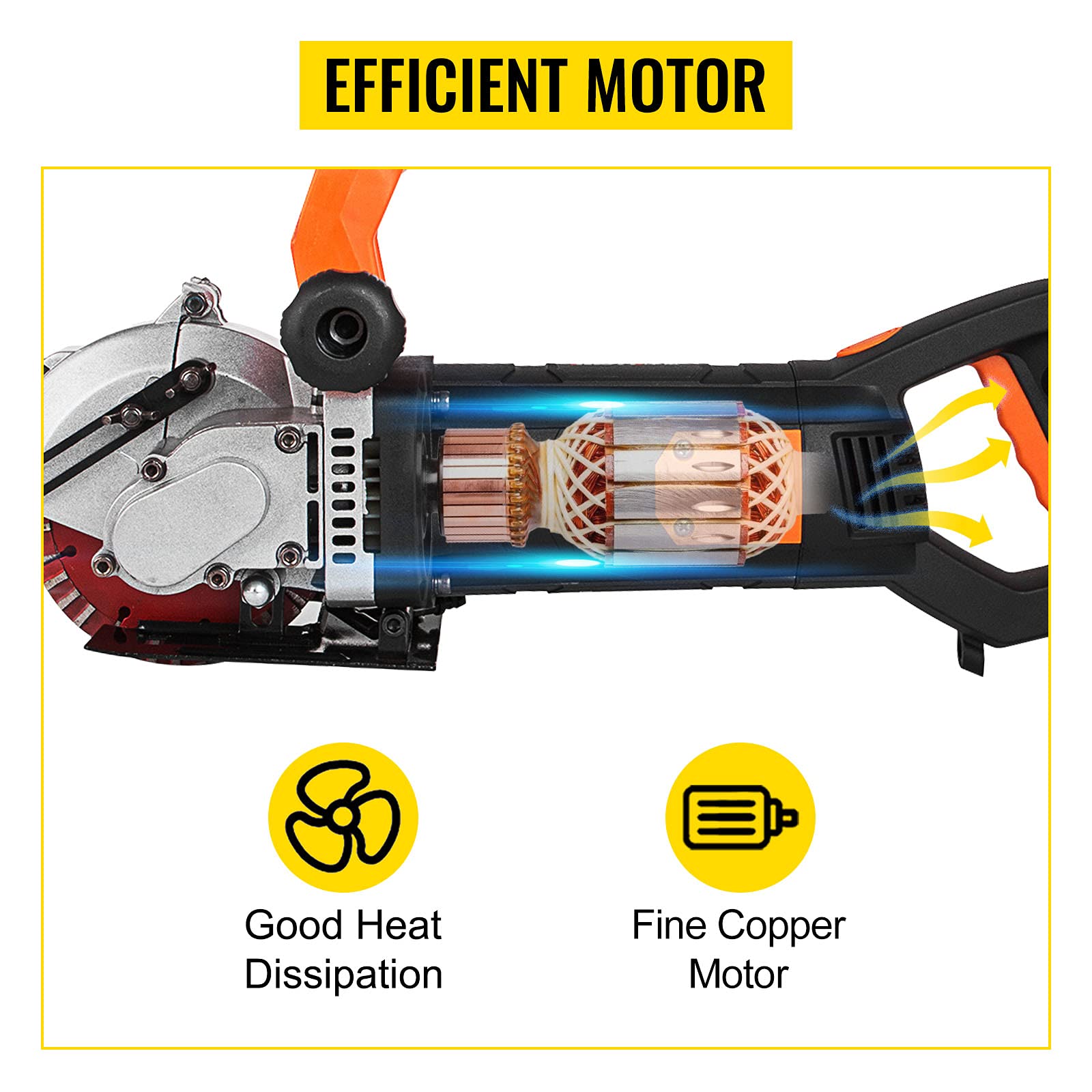 VEVOR Fresa elettrica da parete 5000 giri/min, macchina da taglio a parete, 4800 Watt, 42 mm, per mattoni, granito, marmo, cemento, Notcher Groover con 5 lame per sega