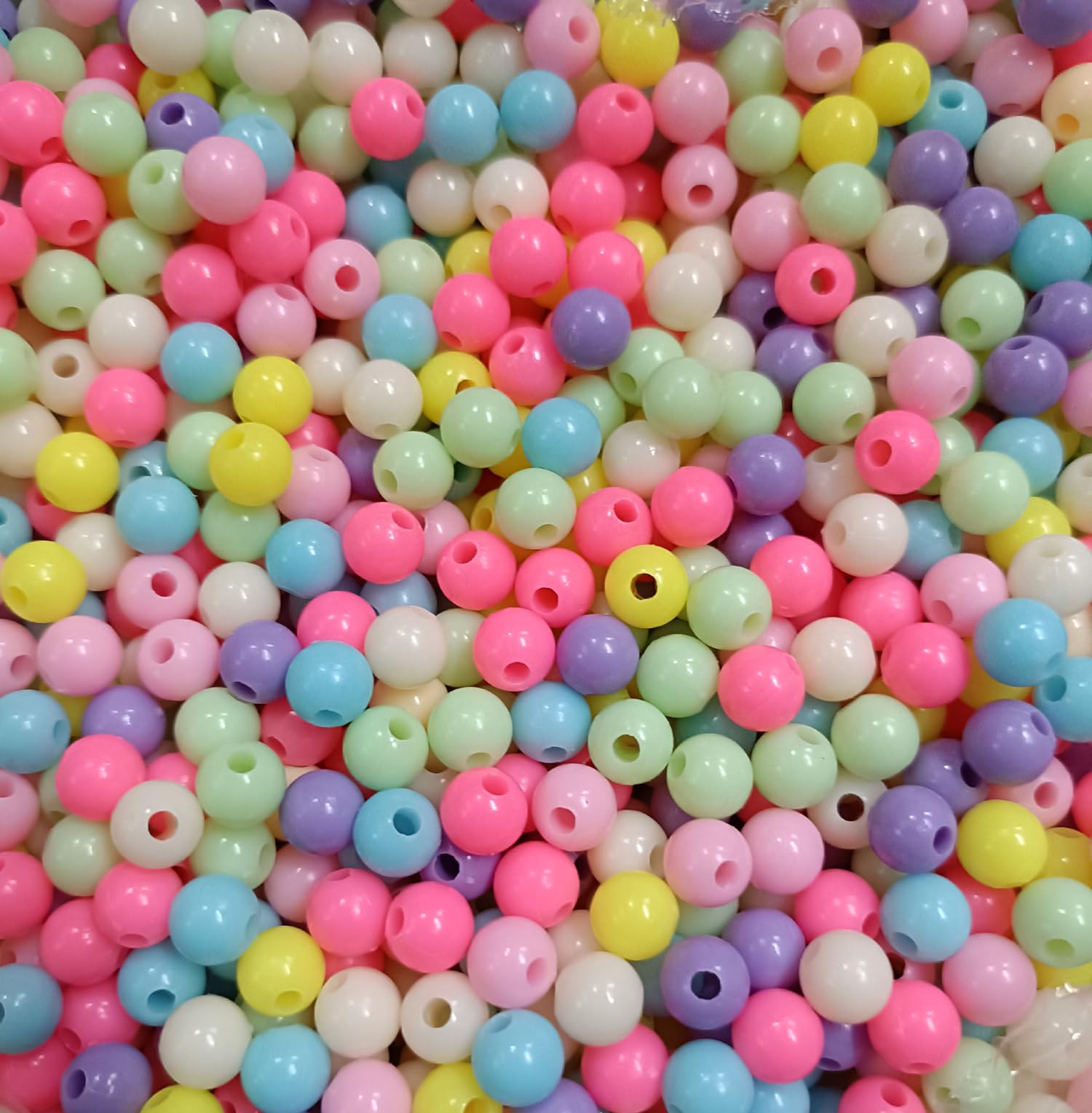 Pastel Colors Plastic Beads, Spacer Beads, DIY Jewellery Craft Making for Necklase, Bracelet, Earring (8MM 200pcs, Multicolor Round)