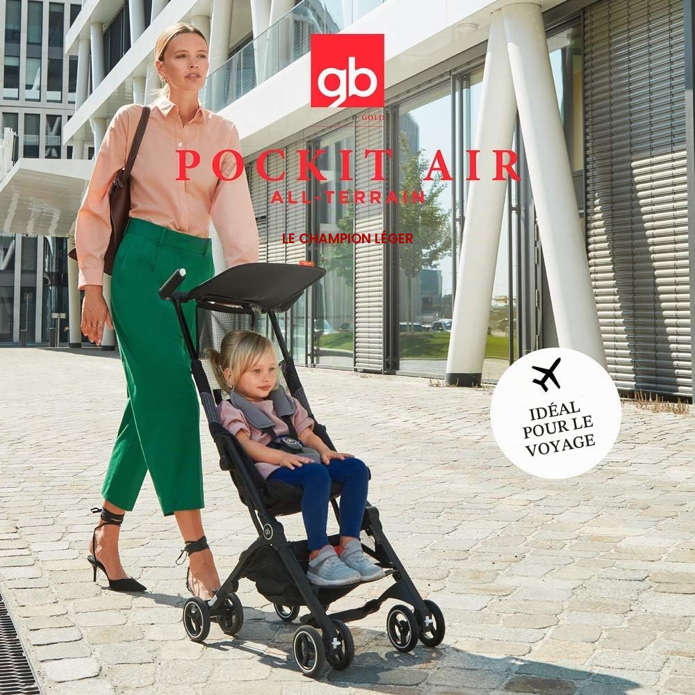gb Gold Poussette Pockit Air All Terrain, Ultra-compacte, De 6 mois jusqu'à 22 kg (4 ans env.), Velvet Black