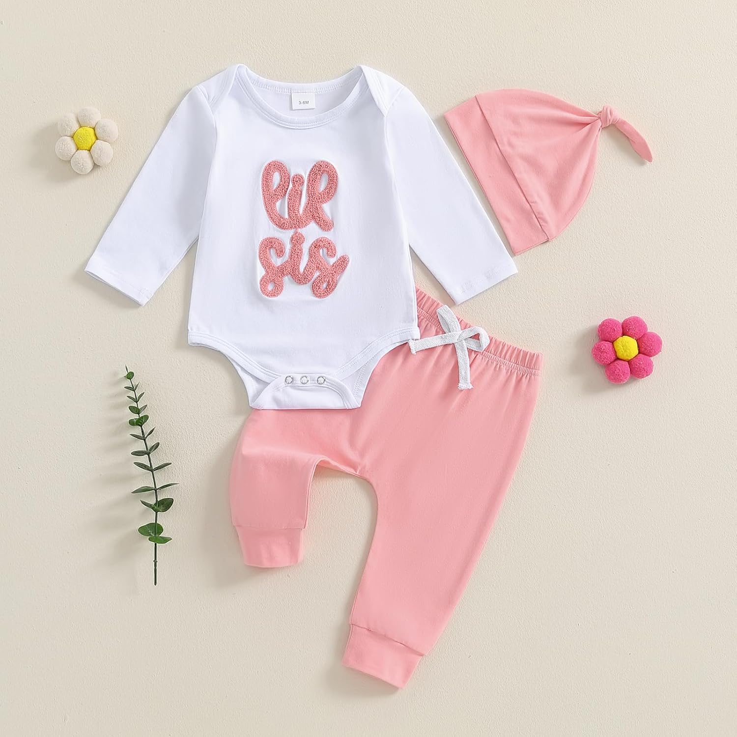 Ayalinggo Little Sister Lil Bro Matching Clothes Newborn Long Sleeve Romper Tshirt Pants Hat Baby Coming Home Outfit - Image 8