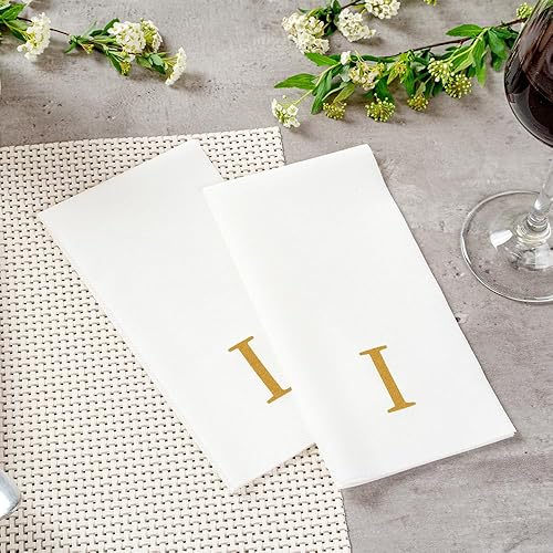 Miniatura 268 de Luxenap - Toallas de invitados de 15.8 x 7.9 pulgadas, 50 toallas de mano con letras plateadas, letra "P", fuente Sans Serif, servilletas de papel