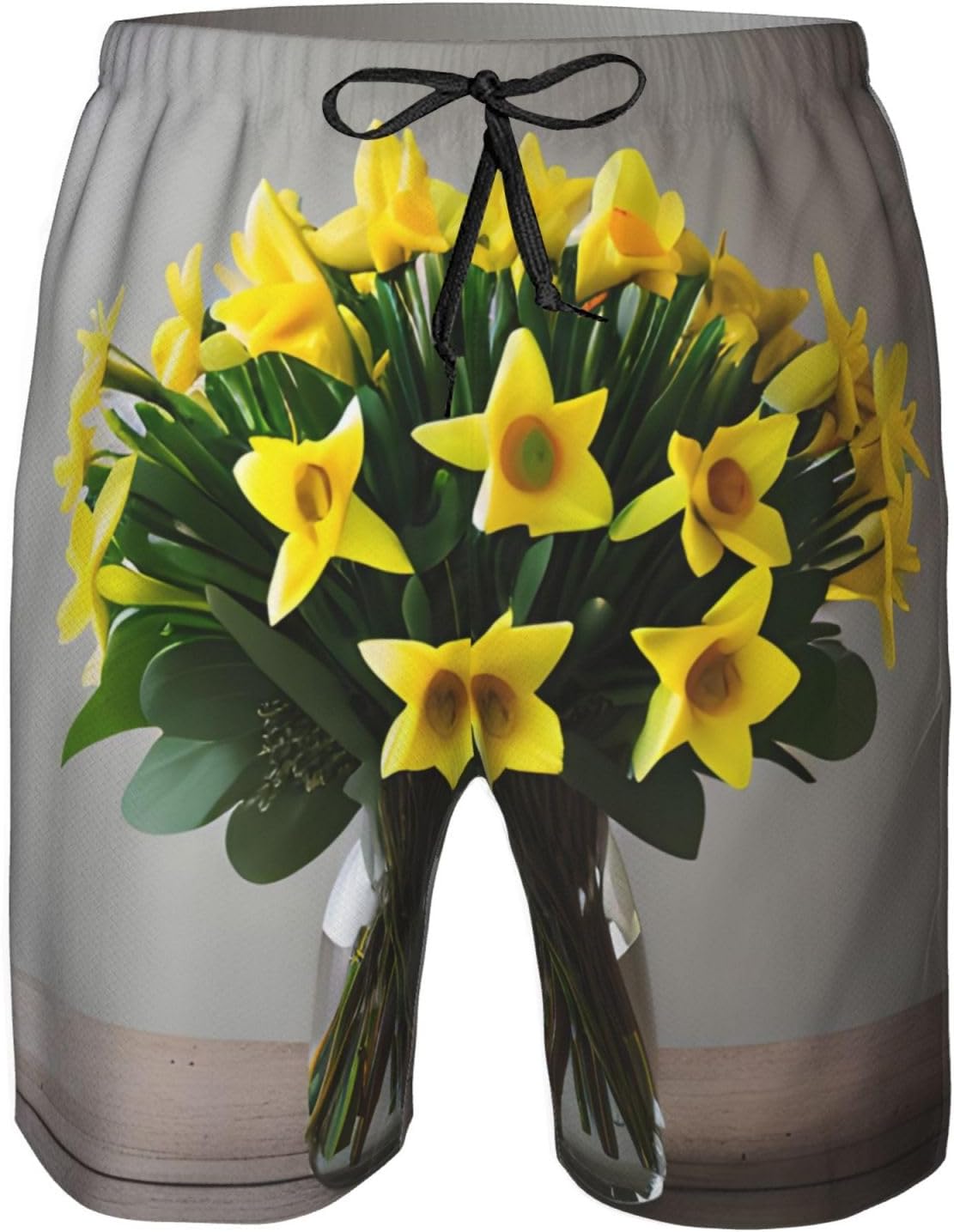 Bouquet of Daffodils 1 Print Men's Quick-Drying Shorts Casual Beach Pants Stretch Waist Shorts and Pockets