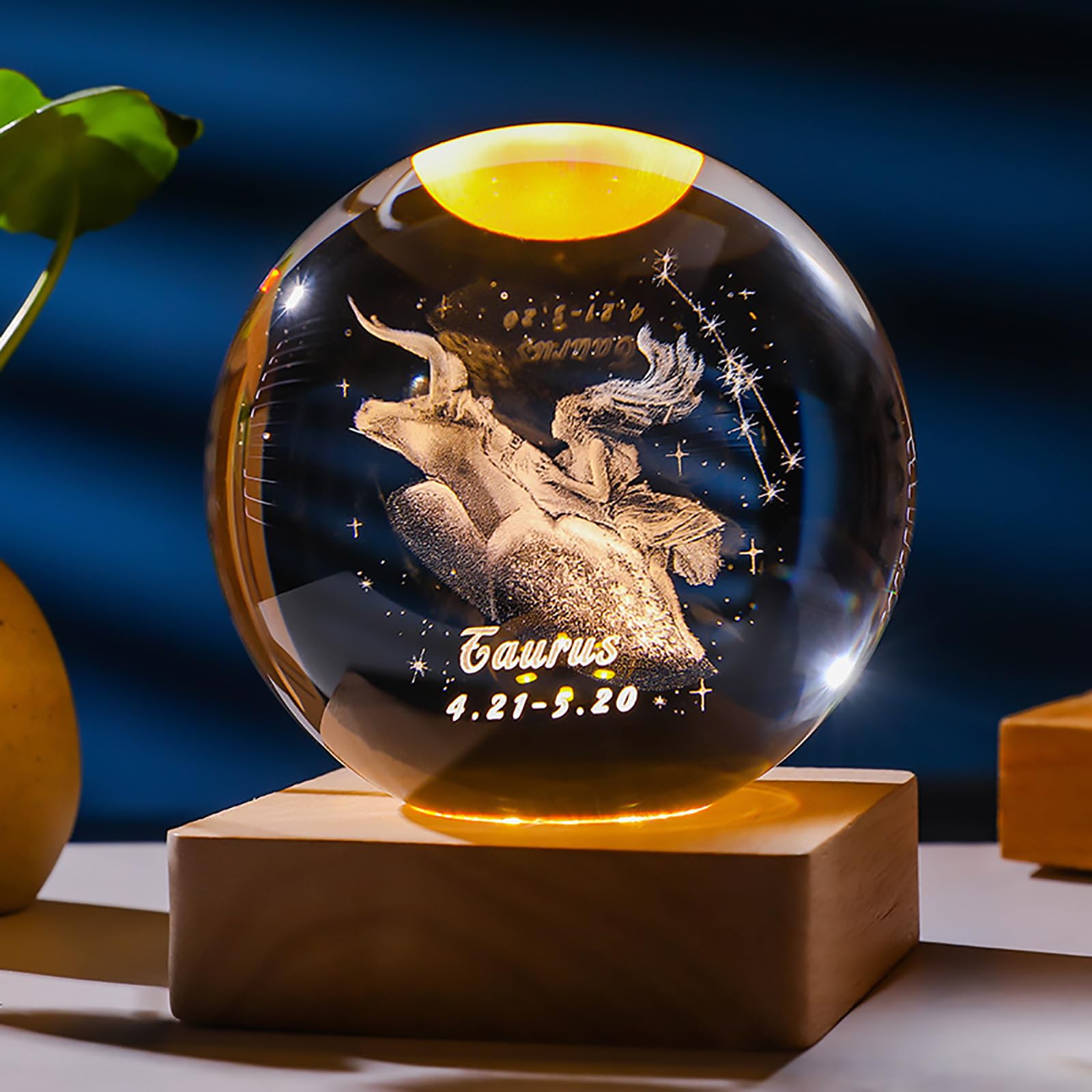Bola de cristal 3D con grabado láser de alta definición y base decorativa