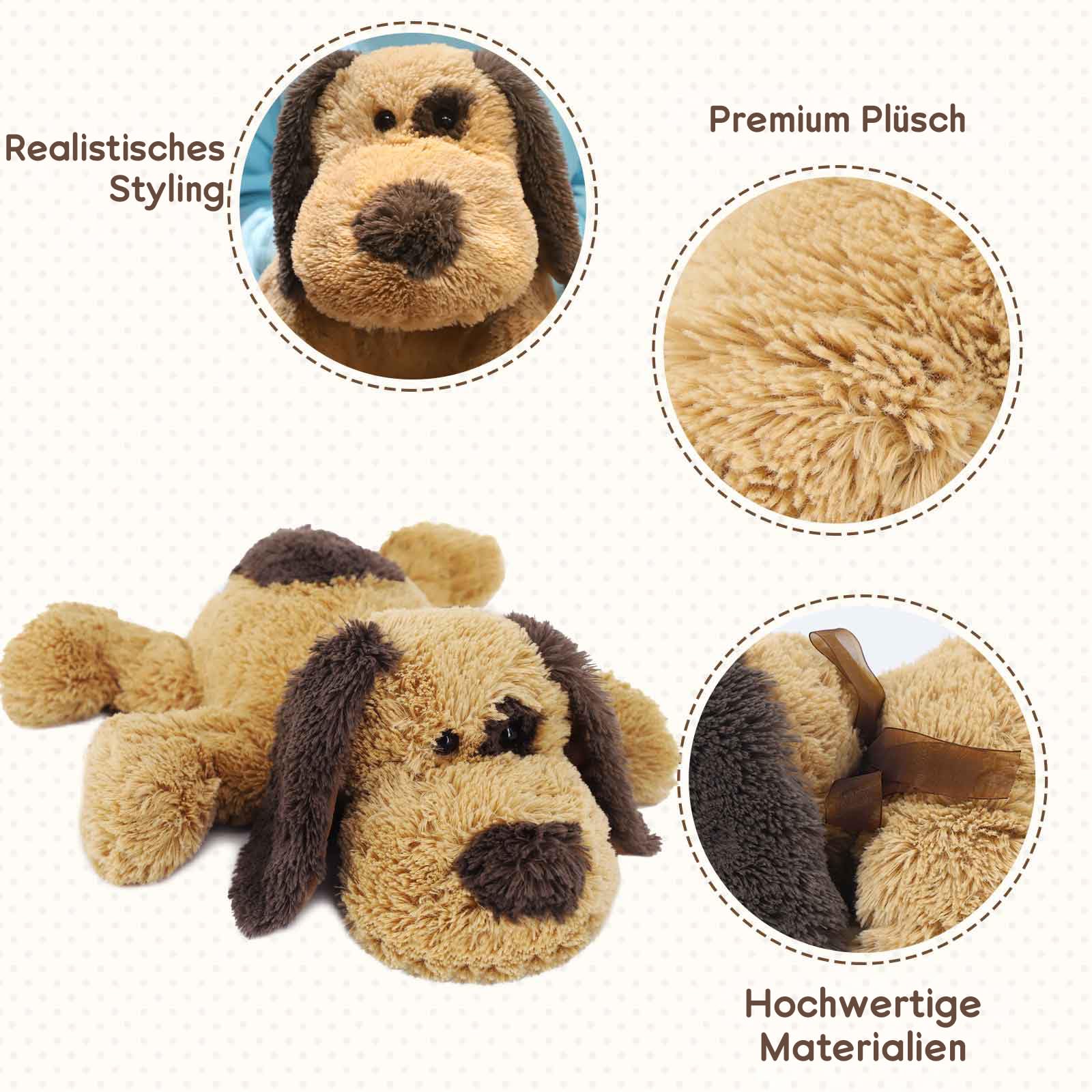 WEIGEDU Plüschhund Kuscheltier – Weiches Stofftier Hund – 50,8 cm Lang – Kuscheliger Plüschhund für Kinder & Erwachsene – Geschenkidee für Geburtstage & Weihnachten | Huggable Beagle Labrador Retriever, liegend, super weich, für Kinder, Mädchen, Jungen, B