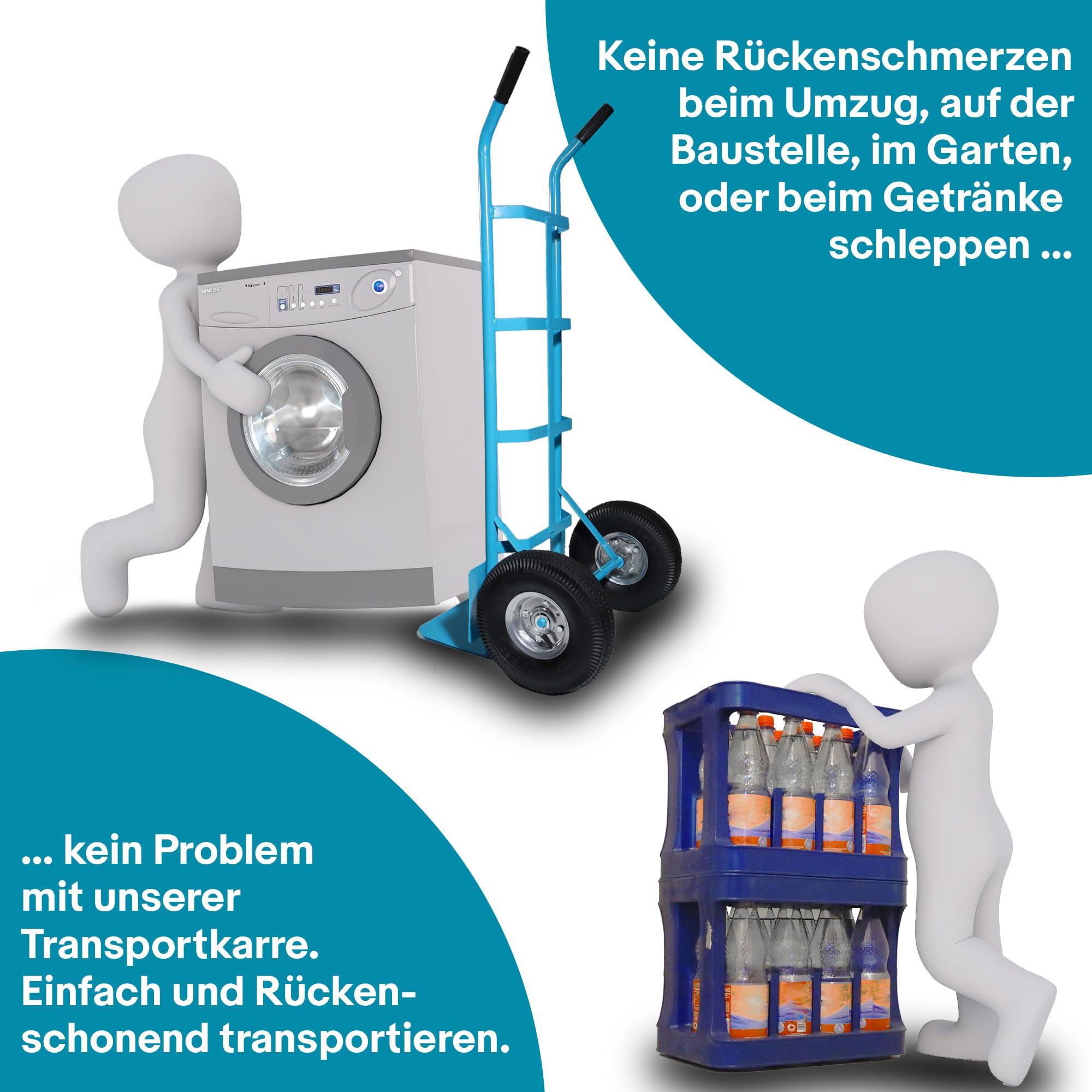 BITUXX Sackkarre Transportkarre Stapelkarre Handkarre Sackrodel Karre Transport bis 200Kg mit Luftbereifung