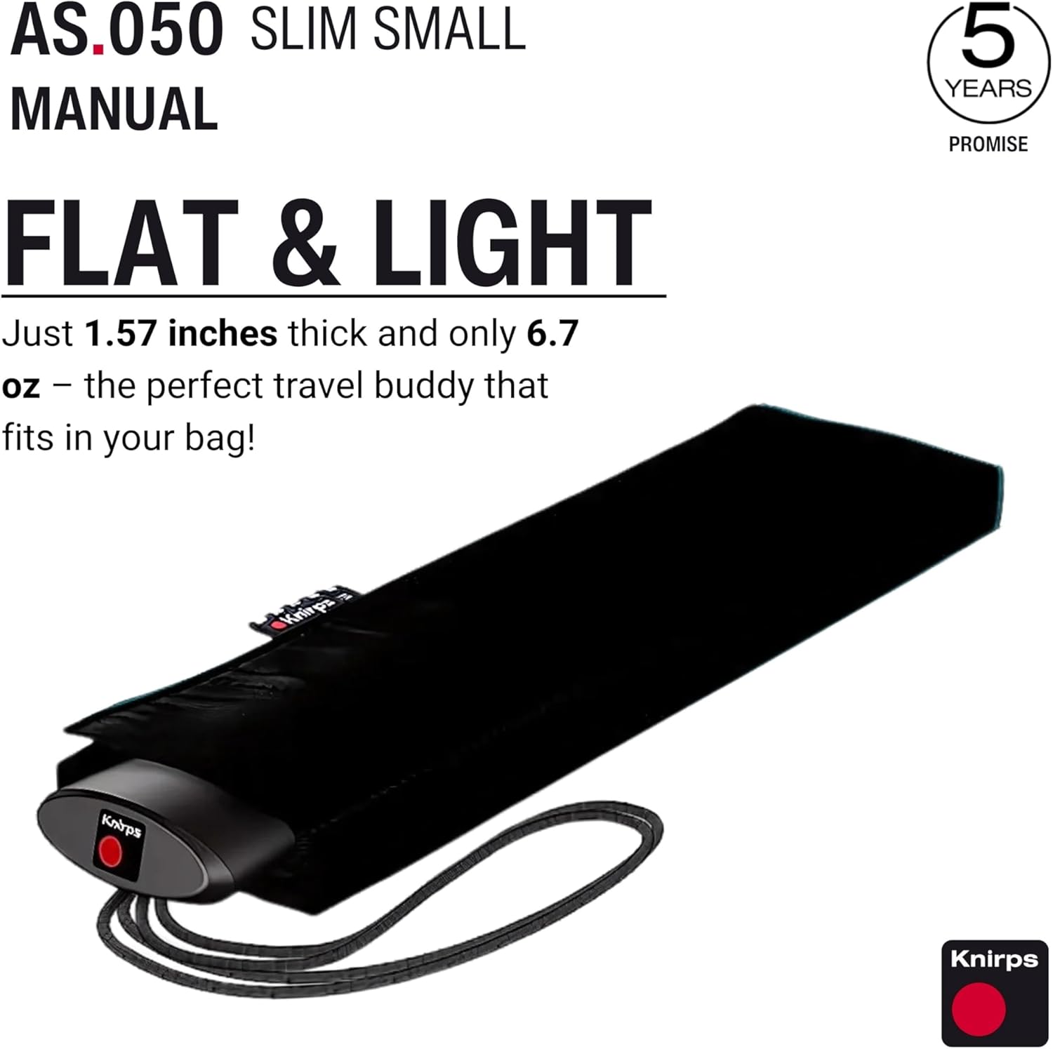 Knirps AS.050 Slim Manual Folding Rain Umbrella – 38" Canopy for Rain, Travel Case Included - Image 2