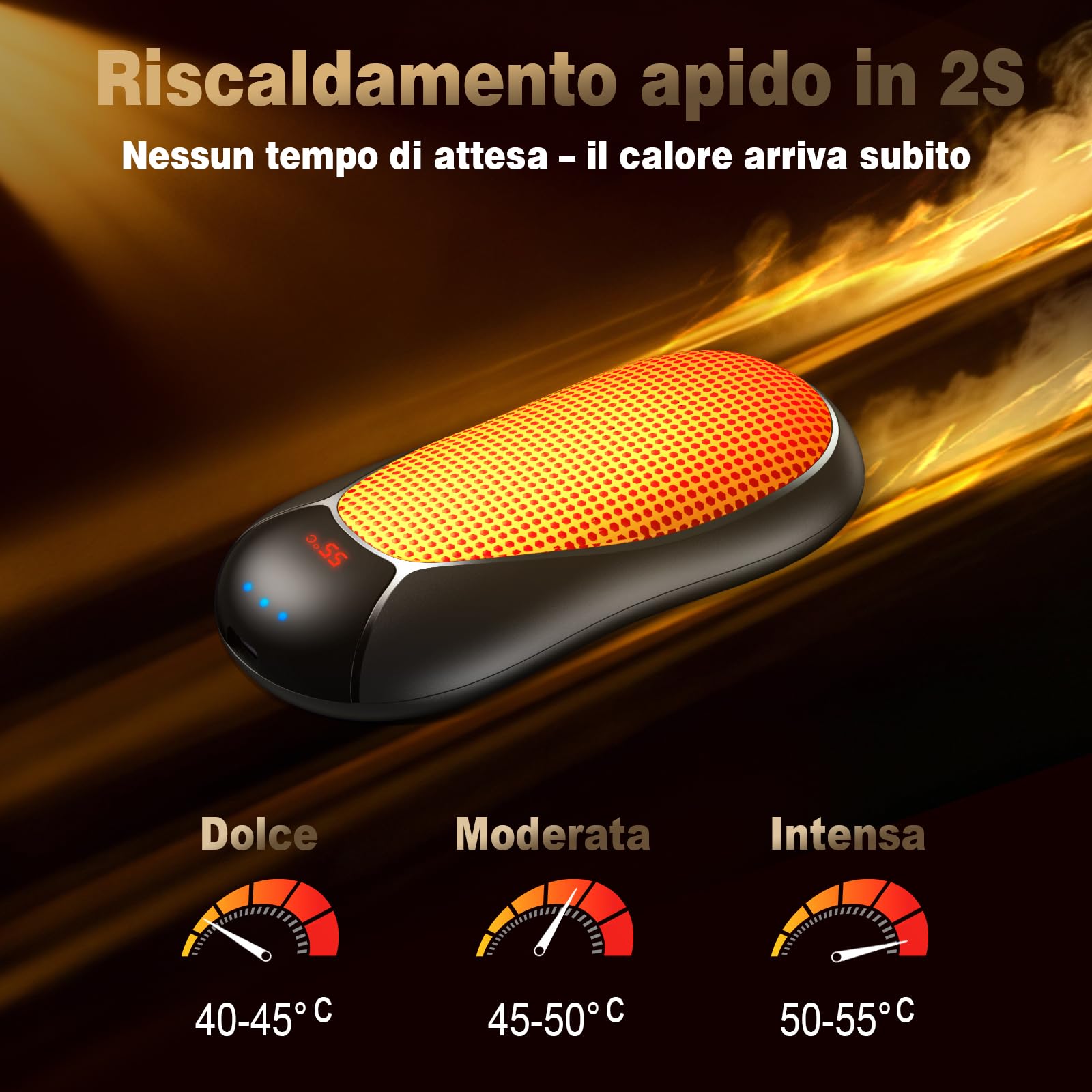 Scaldamani Ricaricabile Elettrici 8000mAh, Riscaldatore USB con 3 Livelli di Calore, Scaldamani Elettrico Portatile per Uomini e Donne Adatto a Golf, Caccia, Campeggio