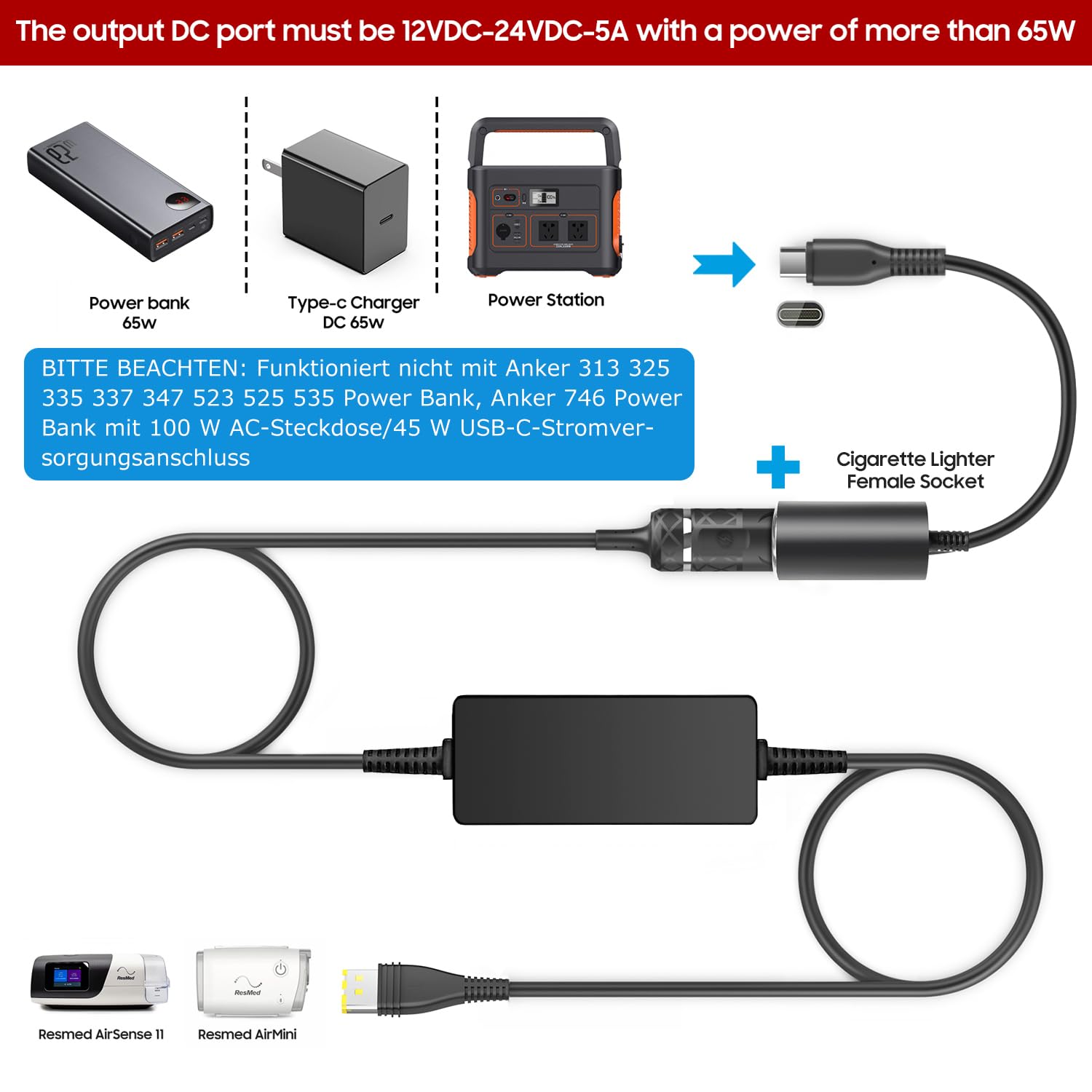 Amazon.co.jp: ResMed AirSense 11 DCコンバーター、TAIFU 20V