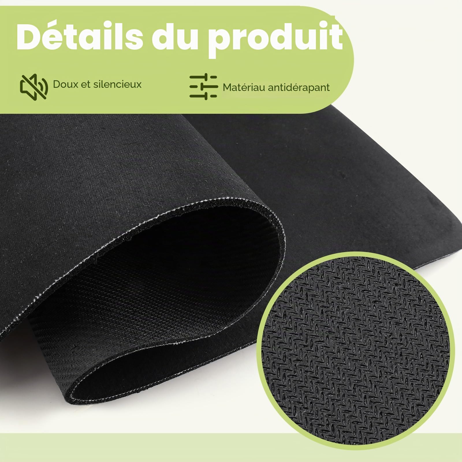 Lot de 2 tapis elliptiques sous le bureau, mini tapis de yoga pratique, tapis d'exercice de bureau, convient pour les exercices de pédale assis, stabilité et protection du sol